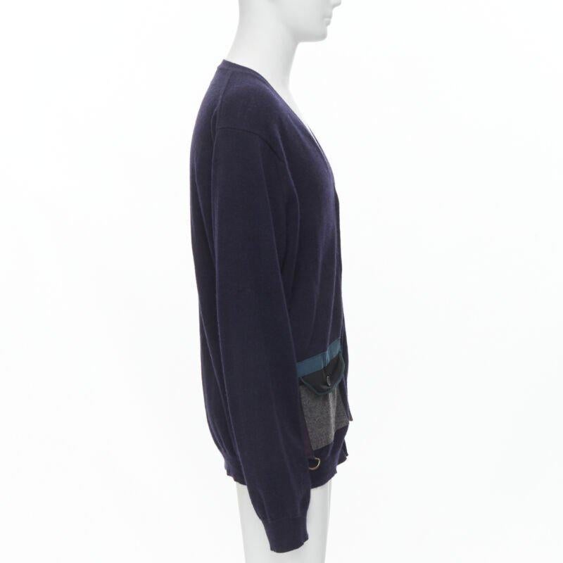 KOLOR - Japon - Bleu marine  Cardigan JP5 XXL à poches techniques en maille de laine mélangée Excellent état - En vente à Hong Kong, NT