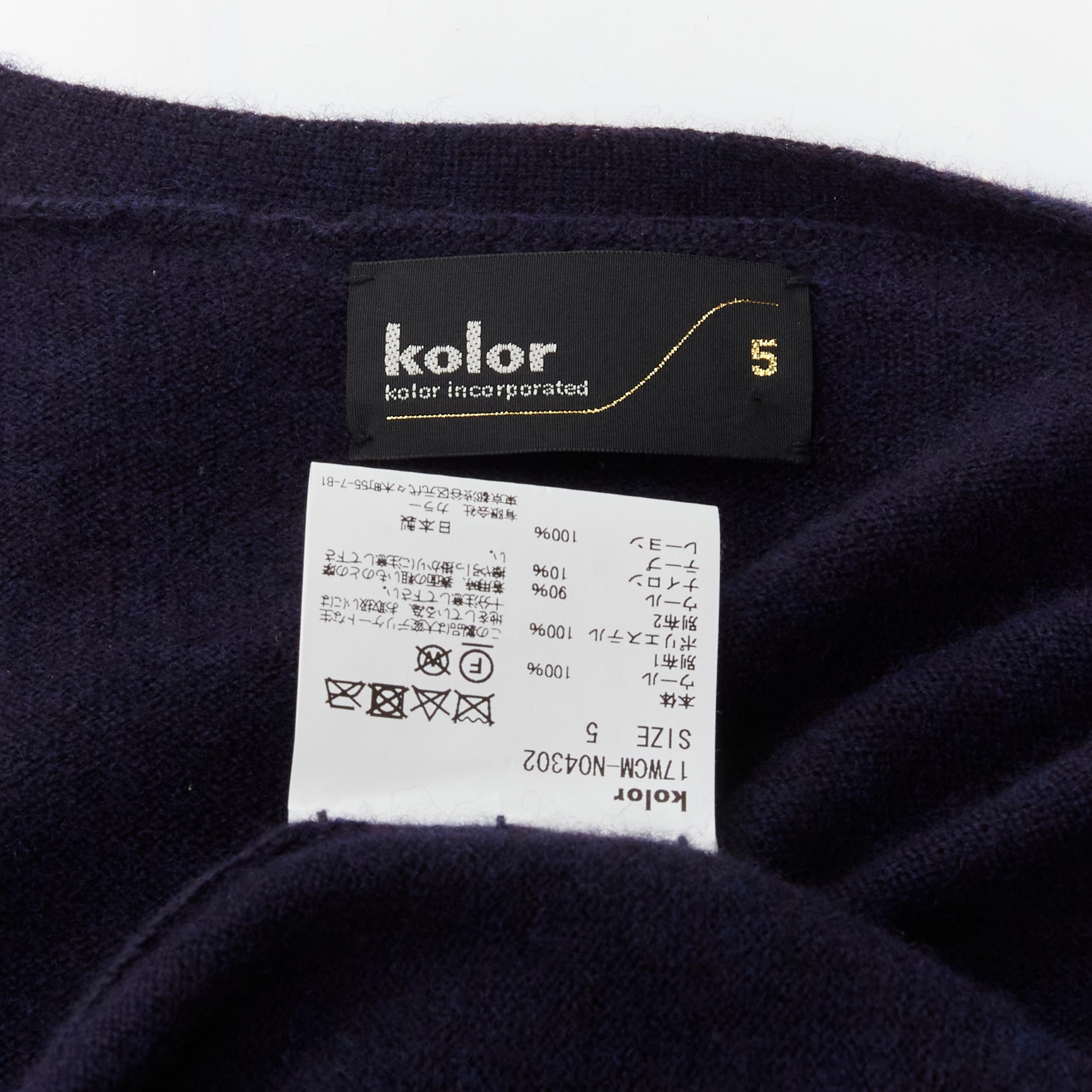 KOLOR Japan navy blue  wool knit mixed technical pockets cardigan JP5 XXL For Sale 1