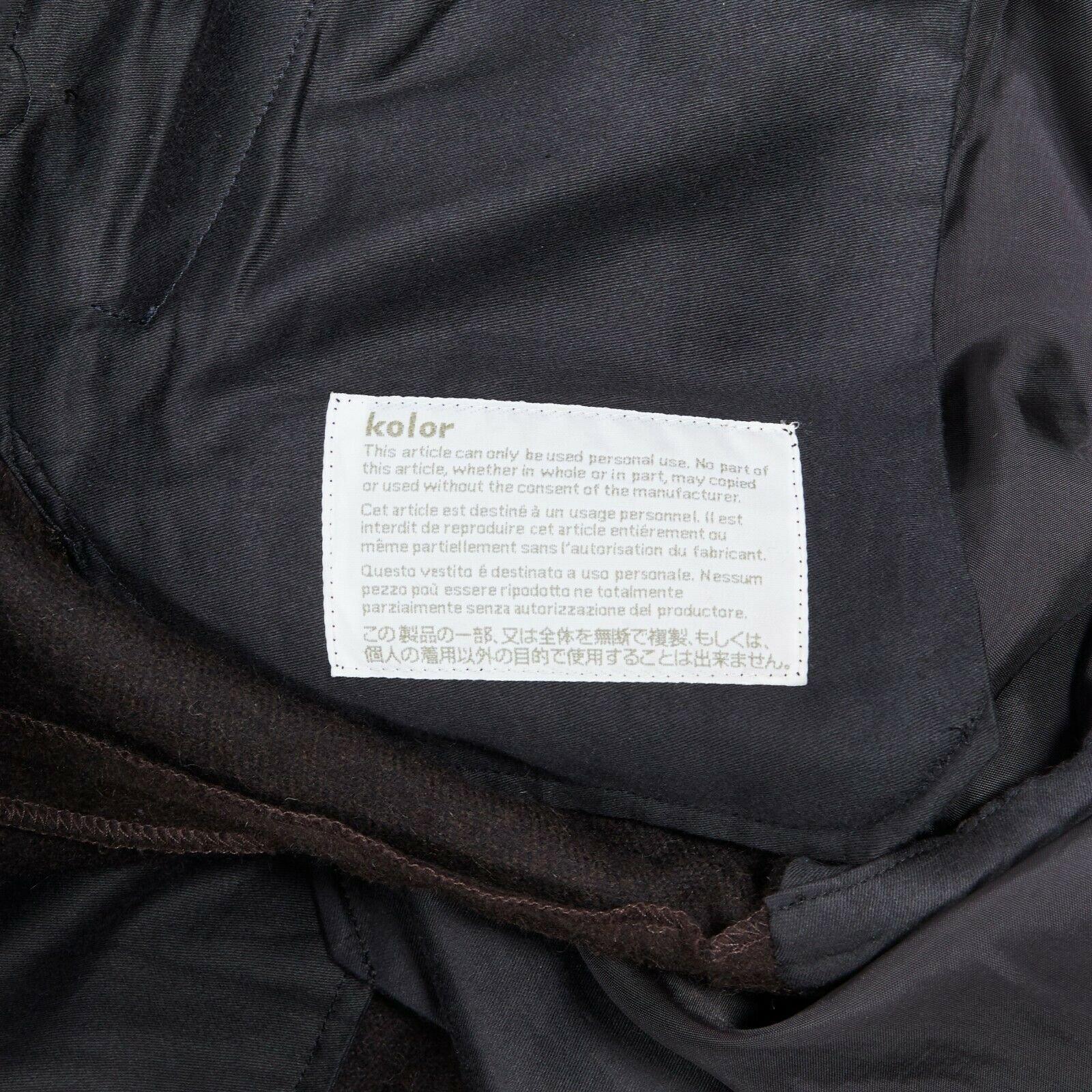 KOLOR men's dark brown mohair black mesh panels straight legged trousers pants For Sale 3