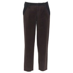 KOLOR men
s dark brown mohair black mesh panels straight legged trousers pants