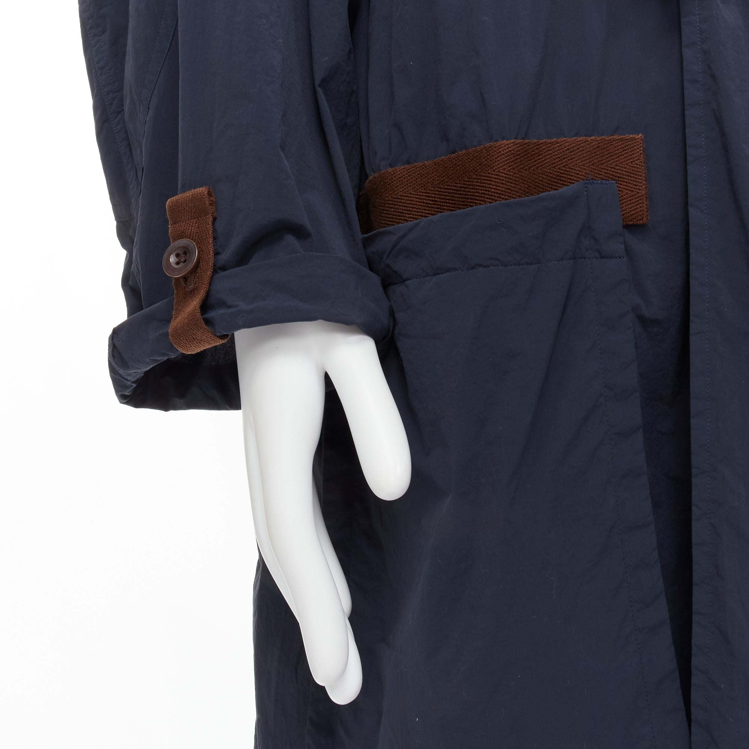 KOLOR navy blue rope wood toggle button anorak parka jacket JP2 M For Sale 1