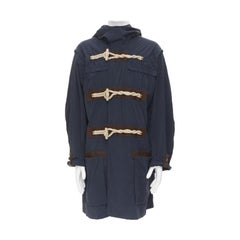 KOLOR giacca a vento con bottoni in legno e corda blu navy JP2 M