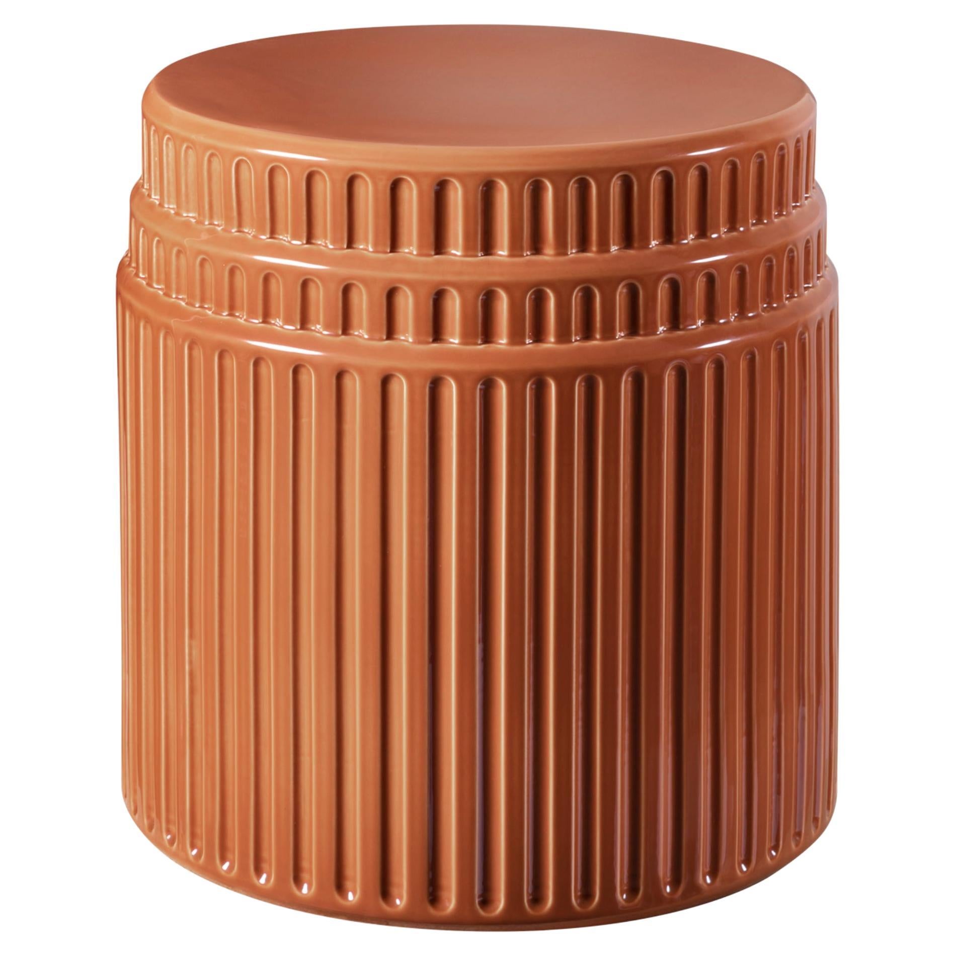 Kolos High Coffee Table in Terracotta Glazed Ceramic by Yonoh Studio