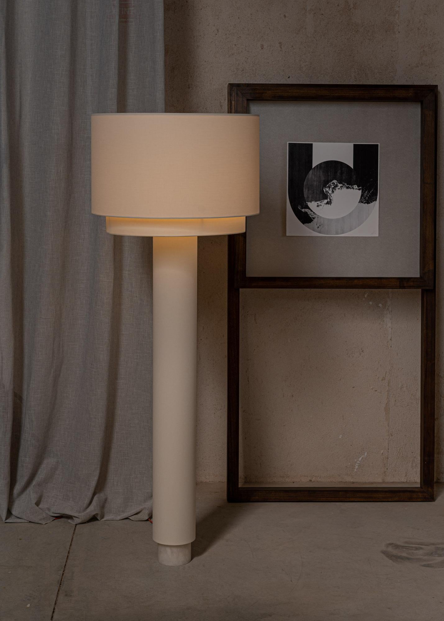 Spanish Kolumno White Alabaster Floor Lamp by Simone & Marcel For Sale