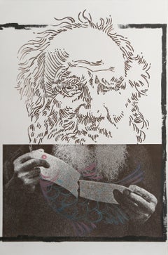 Peace I, Conceptual Hand-Colored Monoprint Screenprint by Komar 
Melamid