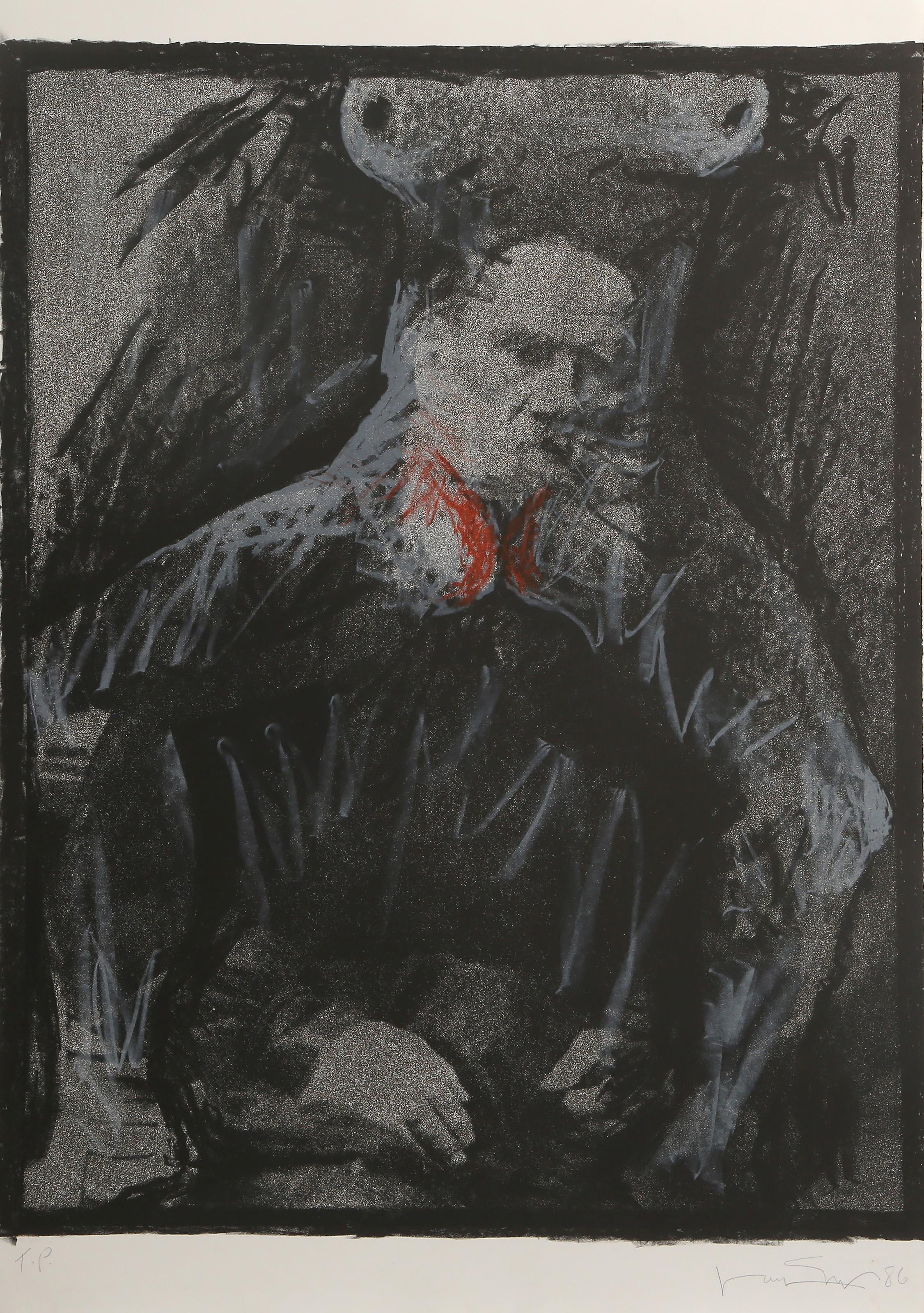 Peace II , Conceptual Hand-Colored Monoprint Screenprint by Komar 
Melamid