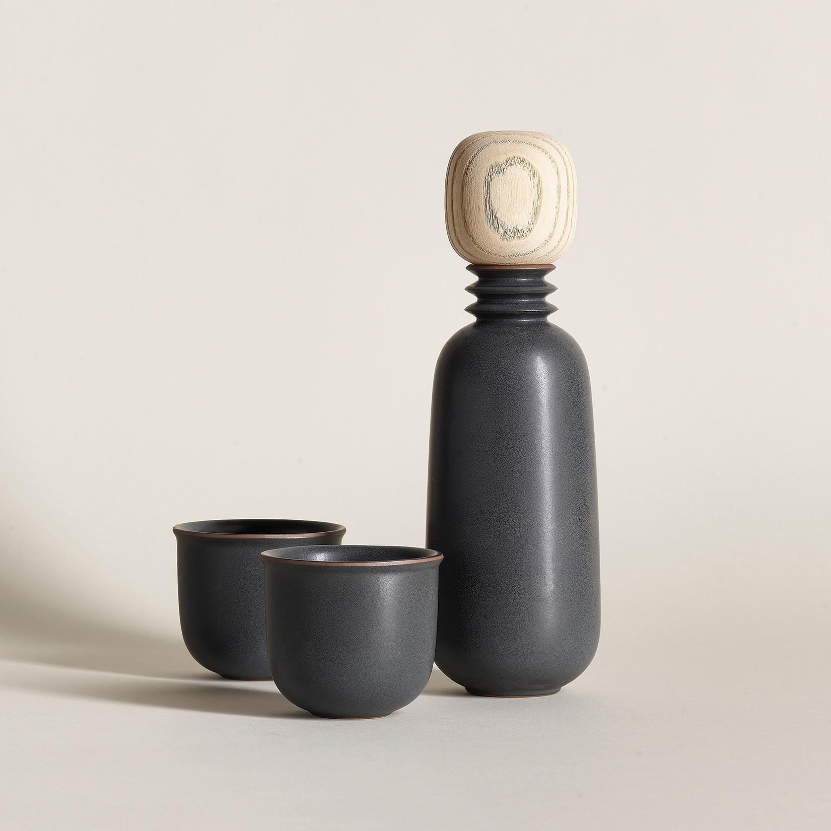 American Kombu, Carafe Teacup Set, Slip Cast Ceramic, N/O Service Collection For Sale