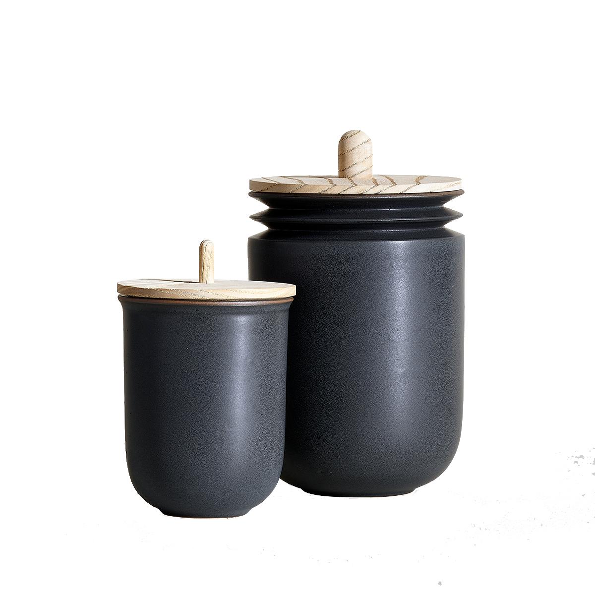Kombu, Jars, Set of 2, Slip Cast Ceramic, N/O Service Collection For Sale