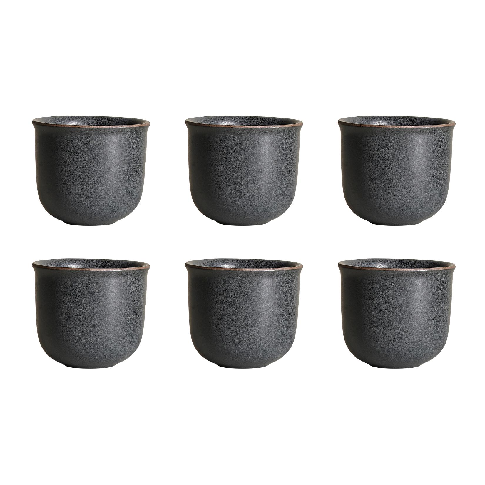 Kombu, Teacups, Set of 6, Slip Cast Ceramic, N/O Service Collection For Sale