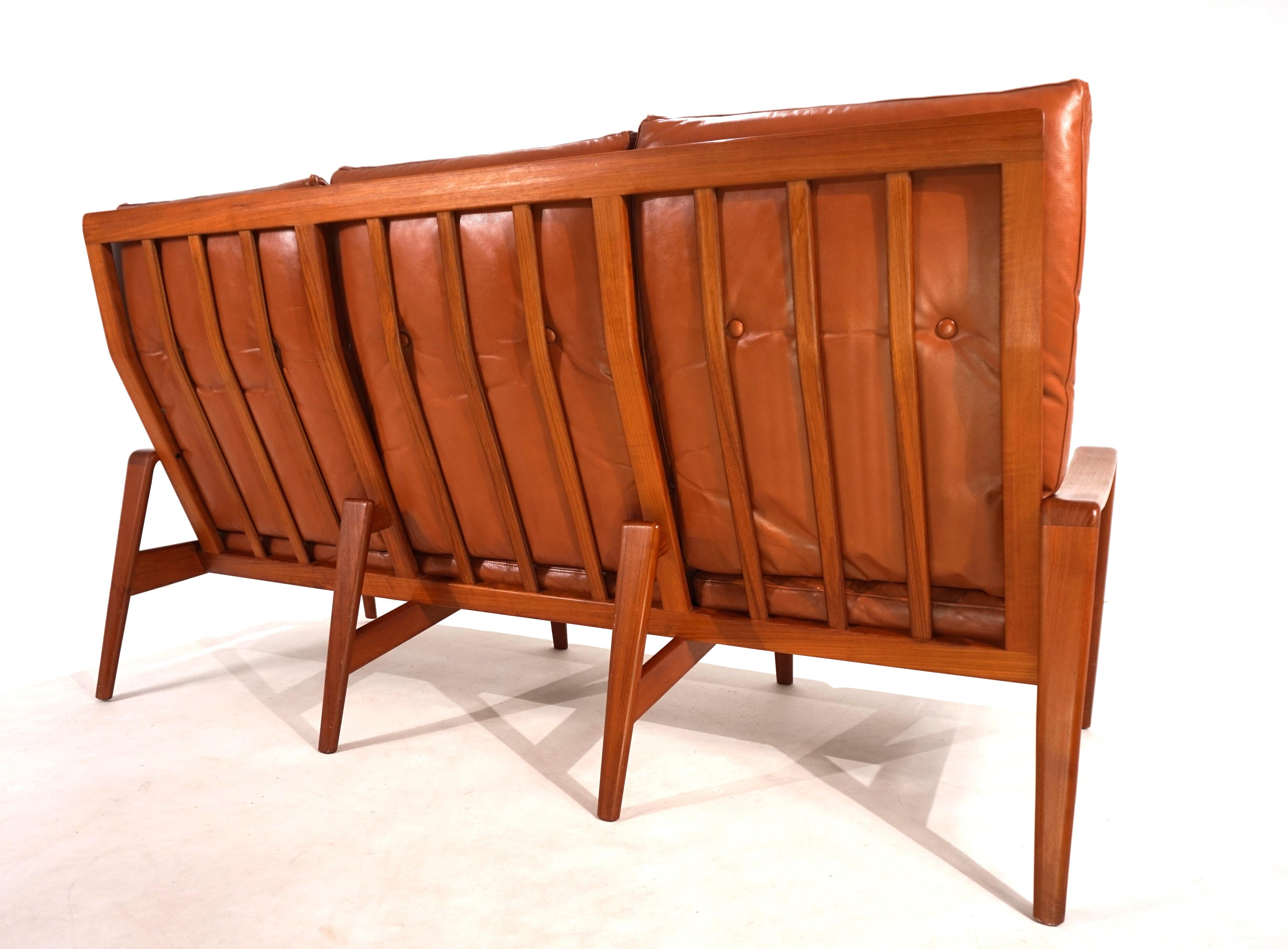 Sofá Komfort de 3 plazas en piel de Arne Wahl Iversen, 1960 mediados del siglo XX en venta