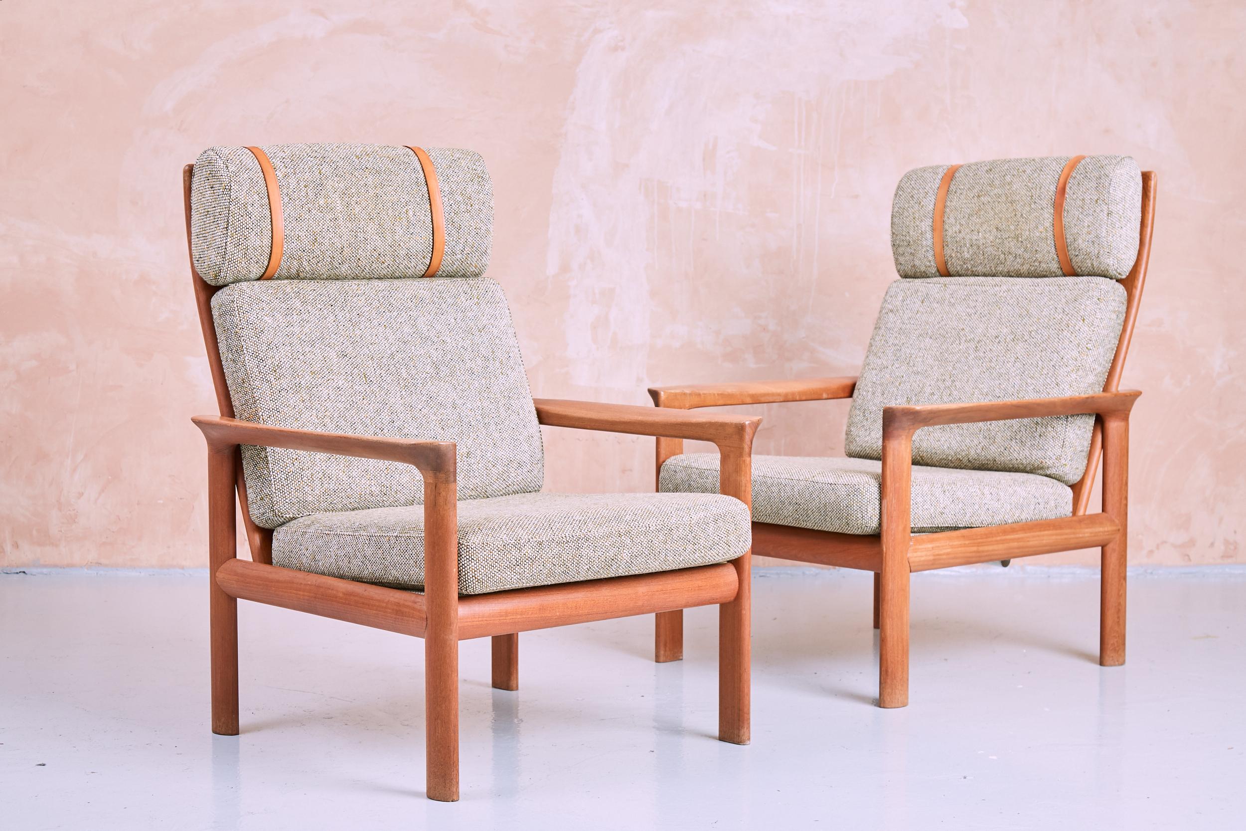 Mid-Century Modern Komfort High Back Borneo Armchairs, Sven Ellekaer, Denmark, 1960s For Sale