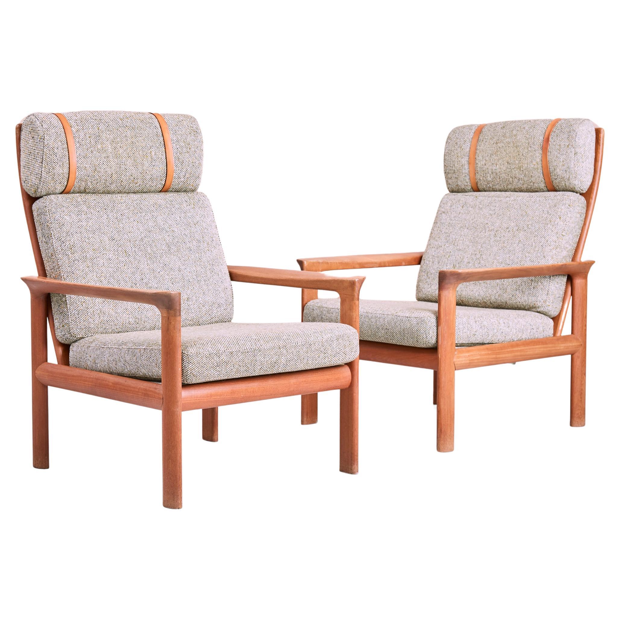 Komfort High Back Borneo Armchairs, Sven Ellekaer, Denmark, 1960s For Sale