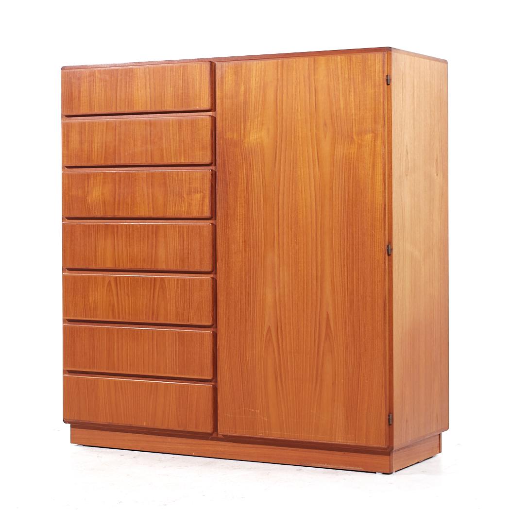 Mid-Century Modern Komfort Mid Century Danish Teak Gentleman's Chest Highboy Dresser For Sale