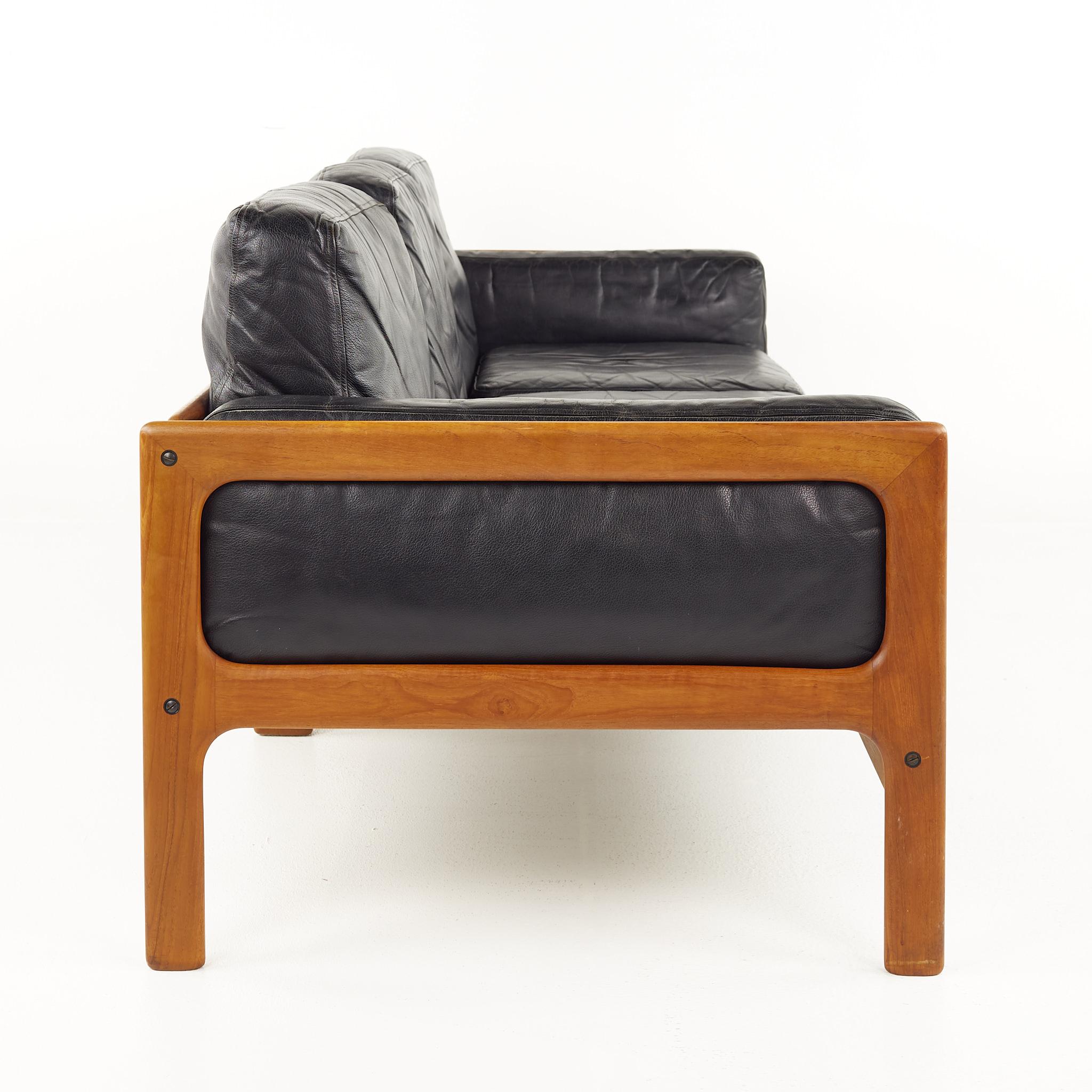 Mid-Century Modern Komfort Mid Century Teak and Leather Sofa