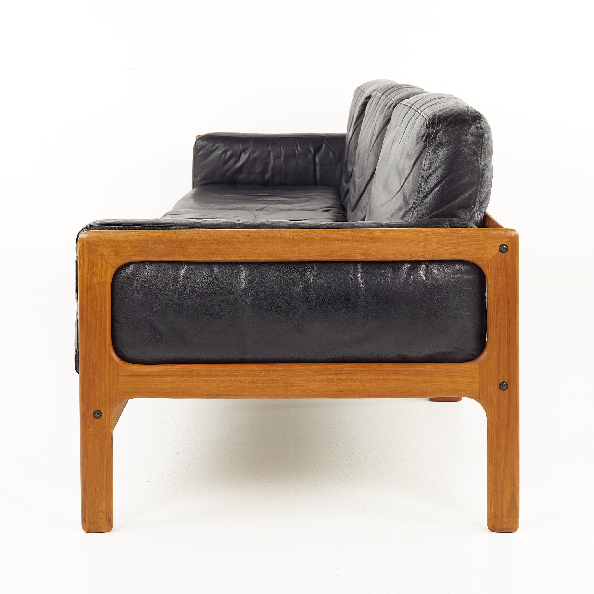 Danish Komfort Mid Century Teak and Leather Sofa
