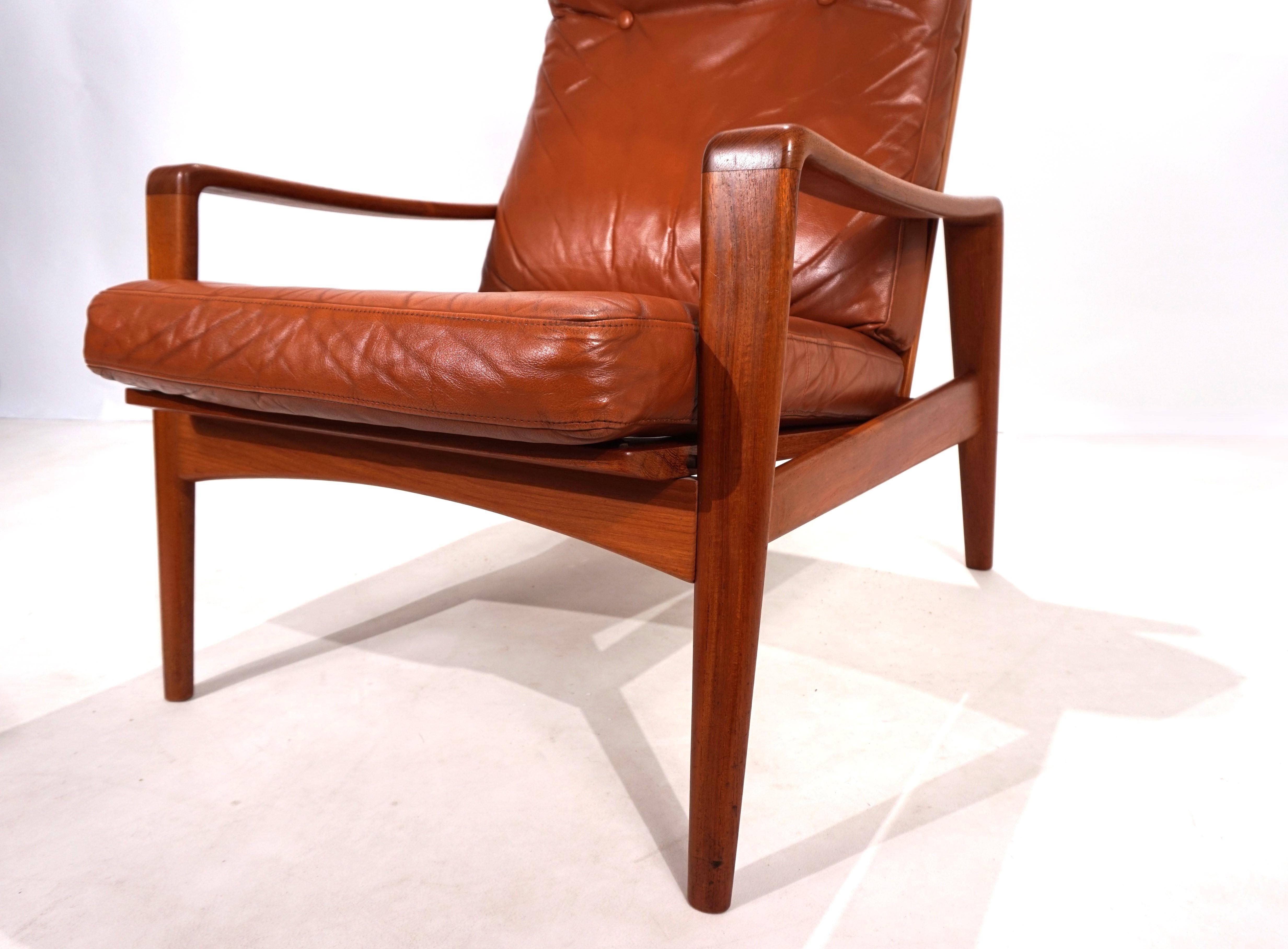 Poltrona Komfort in pelle di teak di Arne Wahl Iversen, 1960 in vendita 3