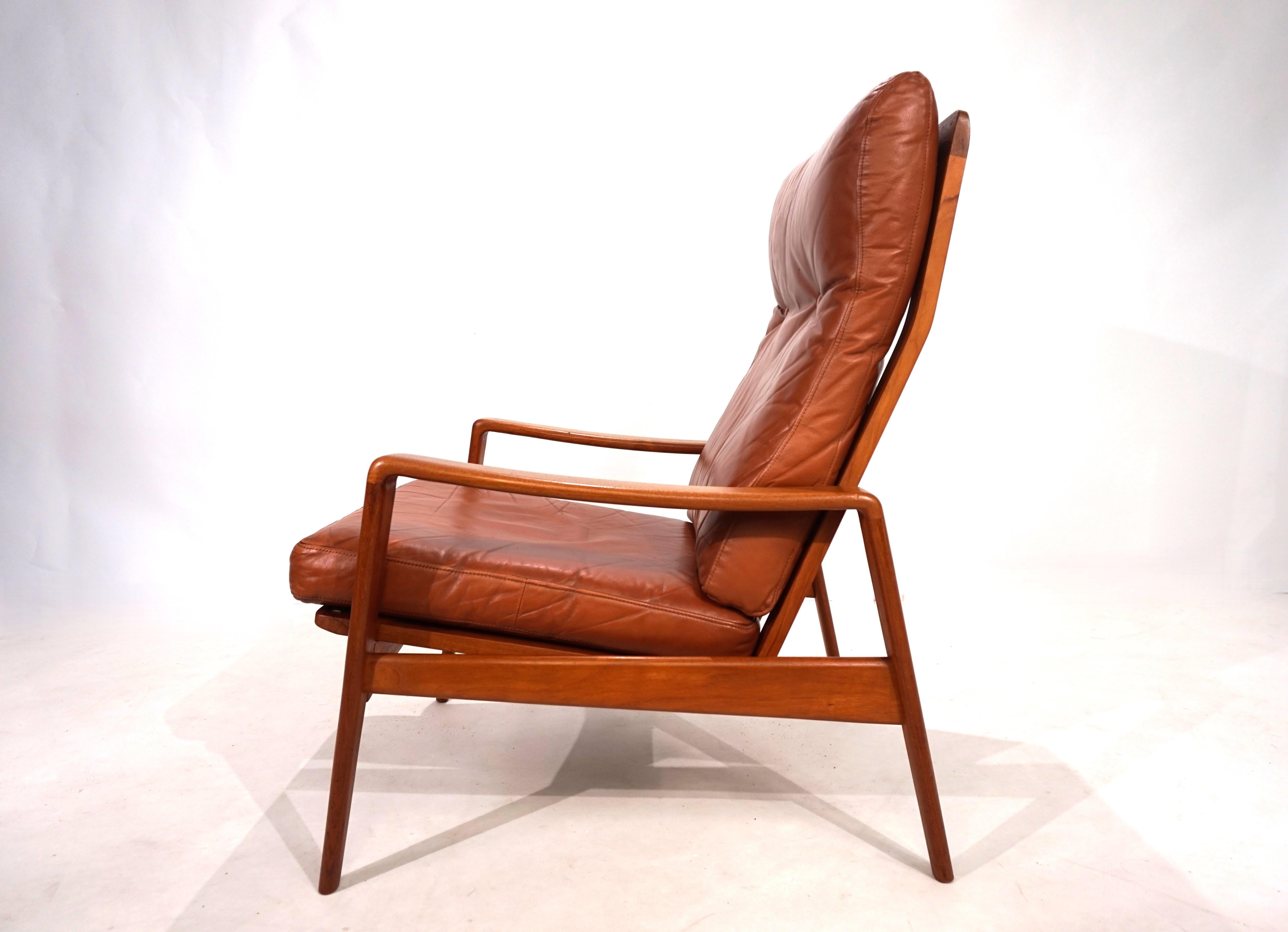 Poltrona Komfort in pelle di teak di Arne Wahl Iversen, 1960 in vendita 4