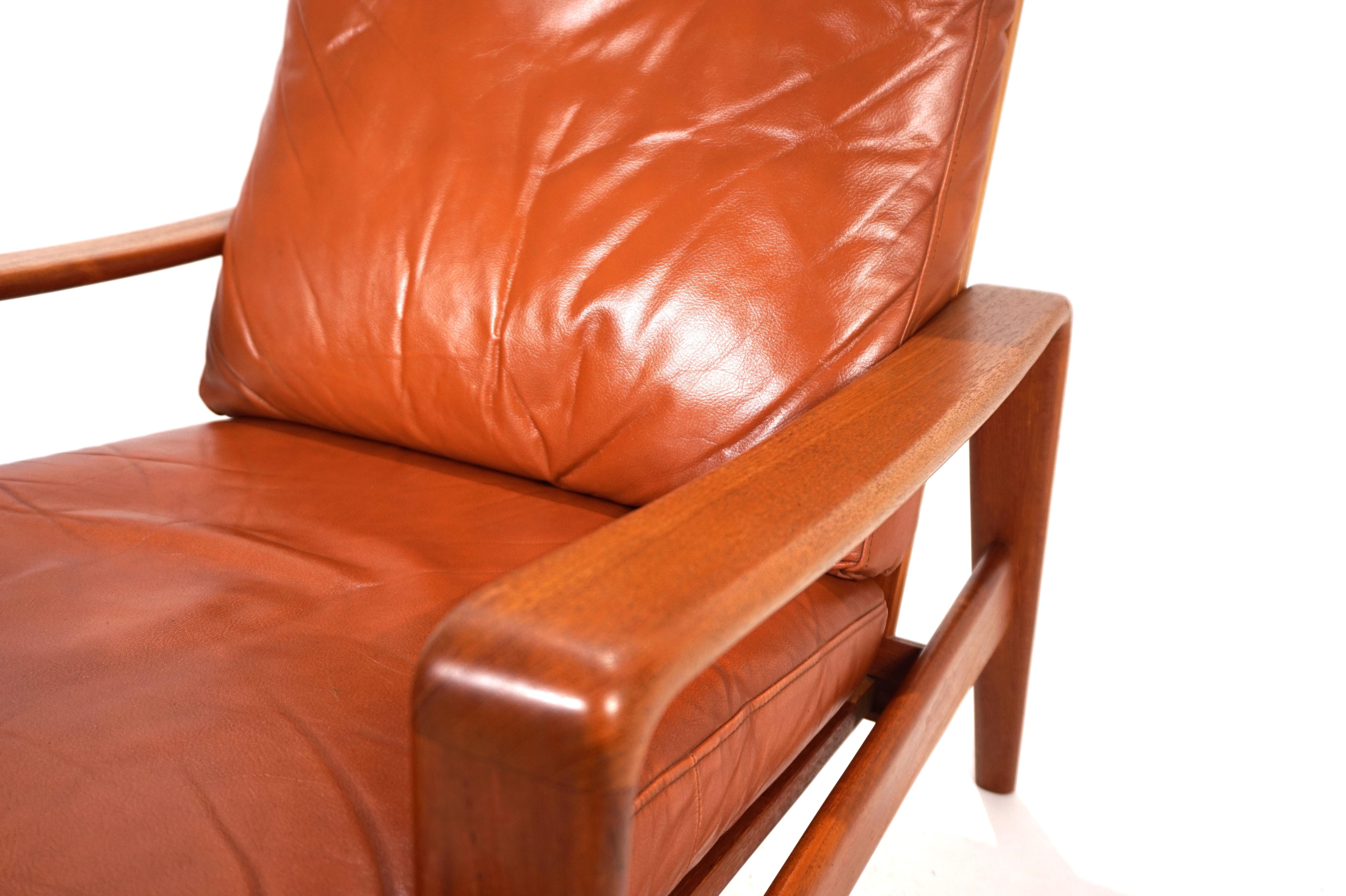 Poltrona Komfort in pelle di teak di Arne Wahl Iversen, 1960 in vendita 5