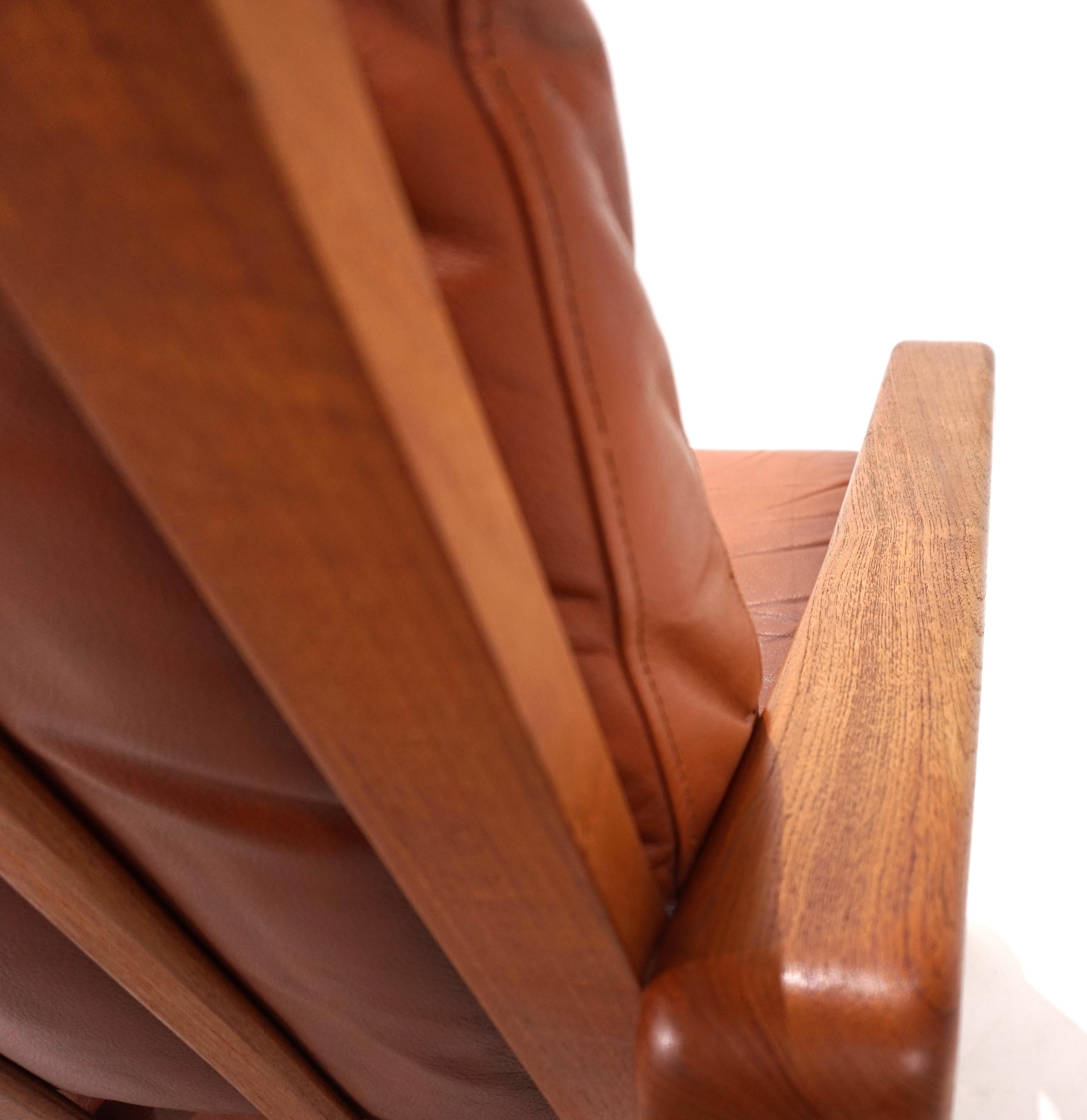 Poltrona Komfort in pelle di teak di Arne Wahl Iversen, 1960 in vendita 7