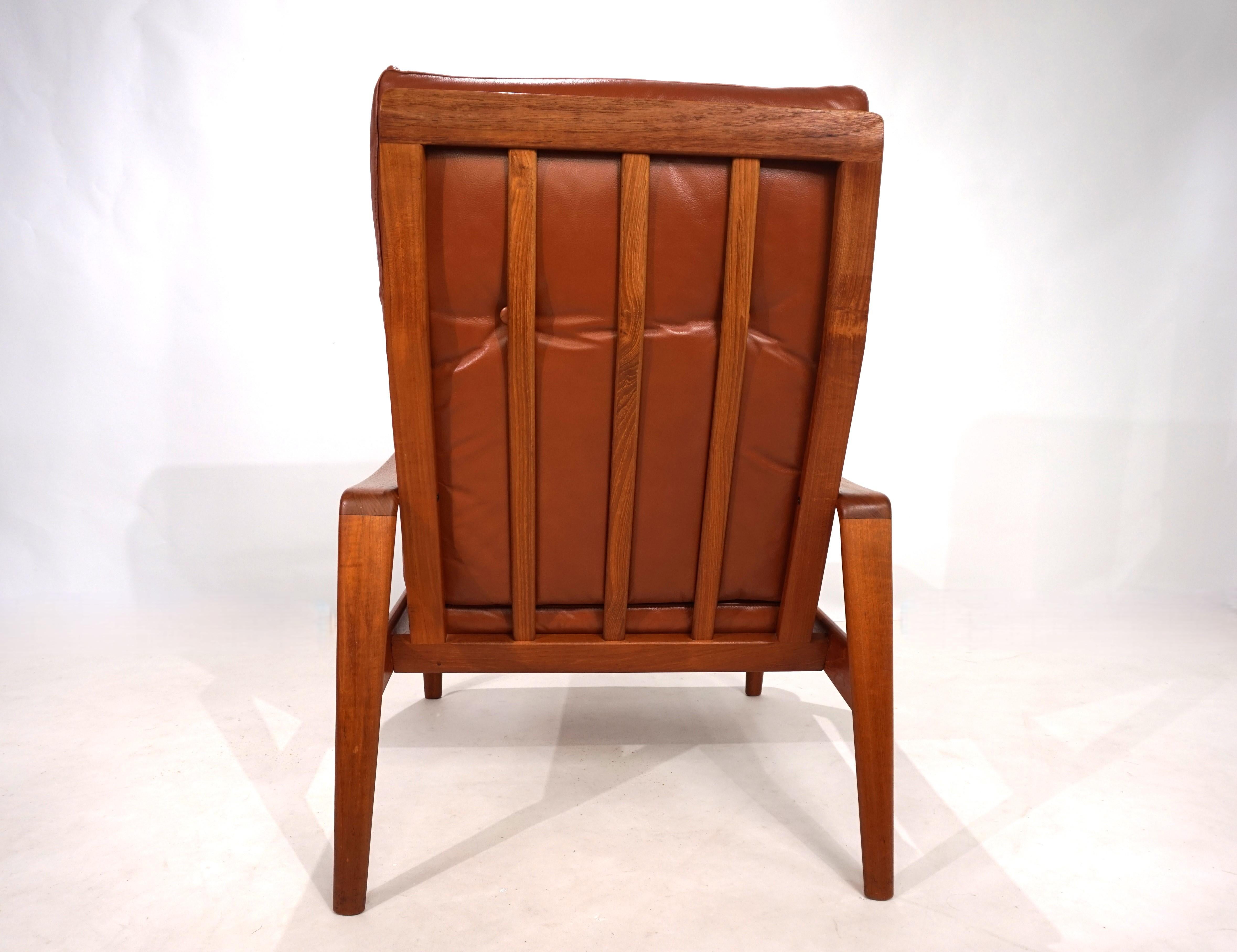 Poltrona Komfort in pelle di teak di Arne Wahl Iversen, 1960 In condizioni buone in vendita a Ludwigslust, DE