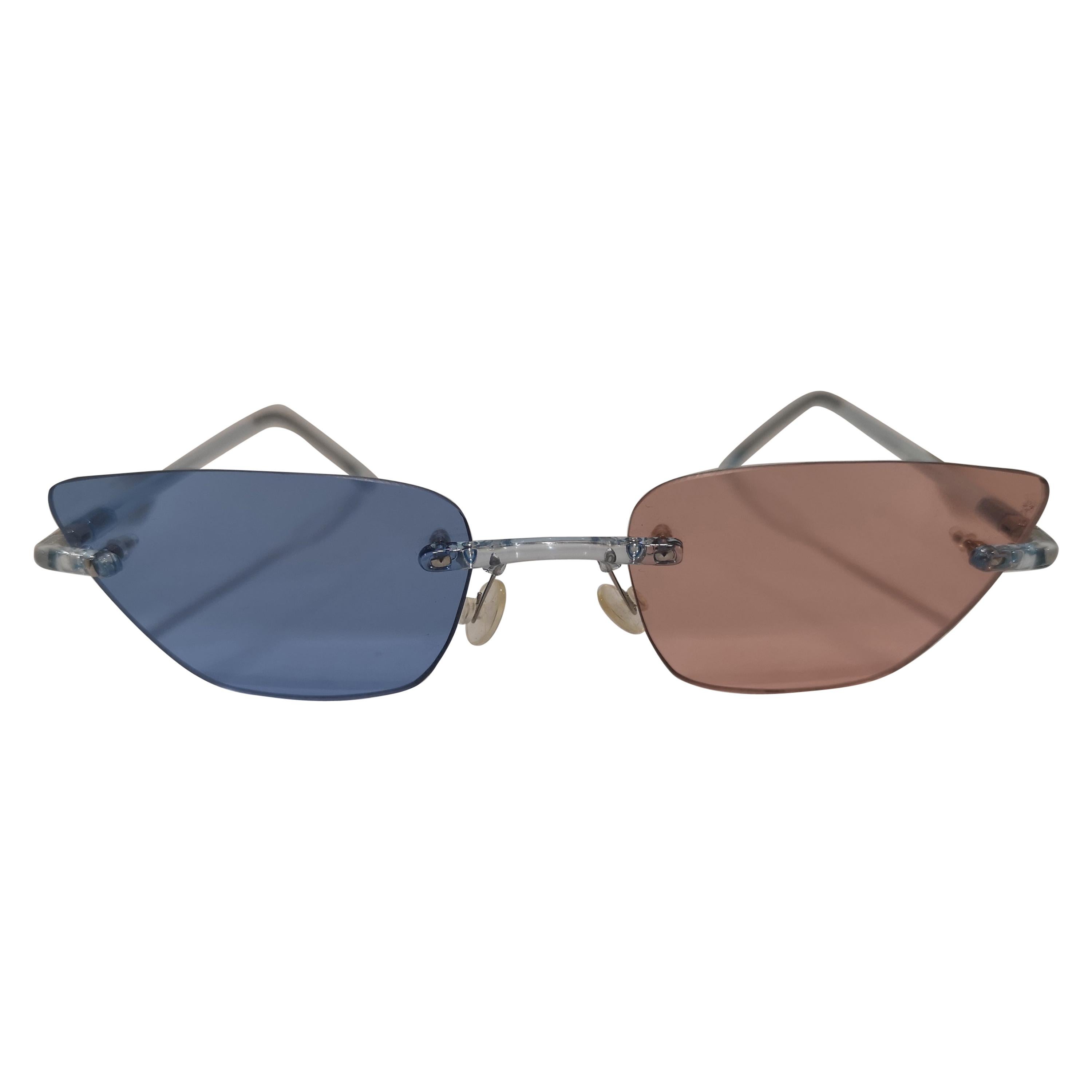 Burgundy and Clear with Gold Hardware Bamboo Sunglasses For Sale at 1stDibs