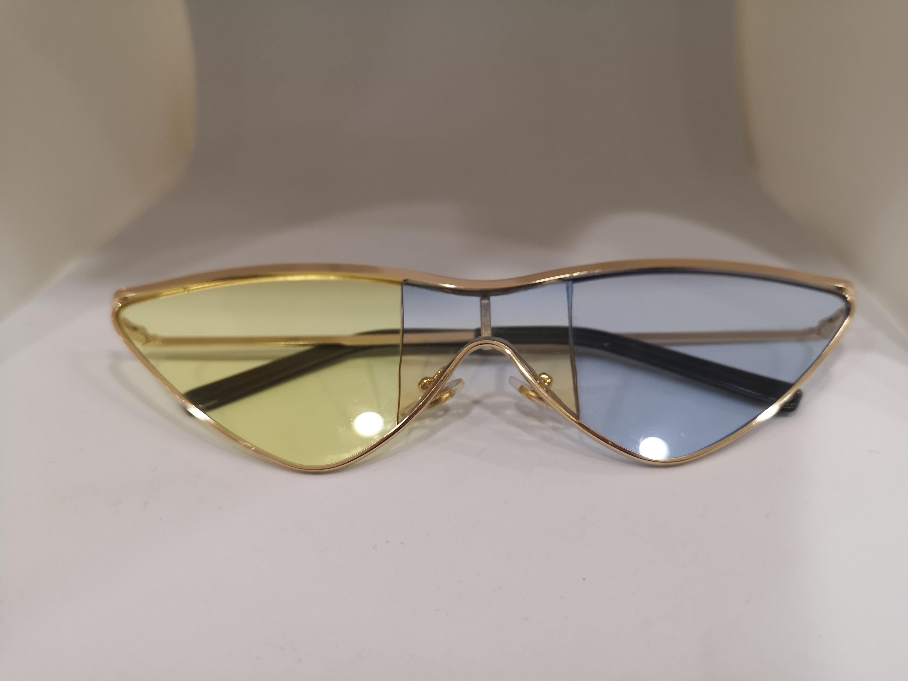 Kommafa light blue yellow lens gold sunglasses 6
