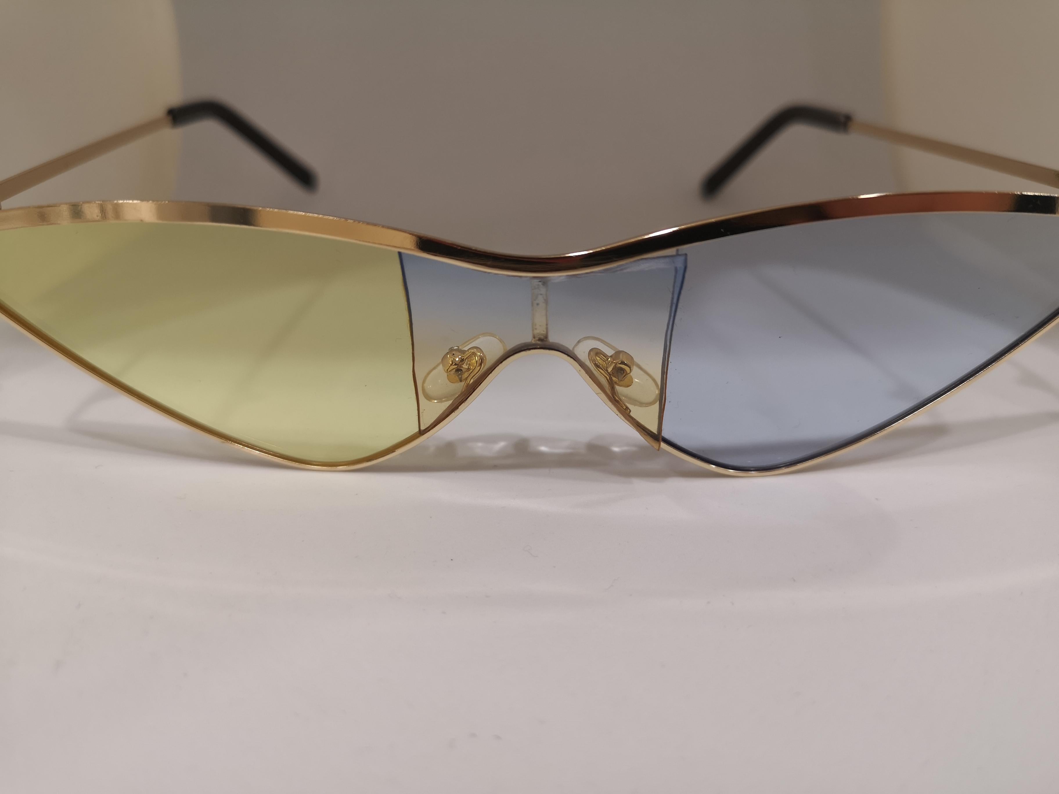 Kommafa light blue yellow lens gold sunglasses In New Condition In Capri, IT
