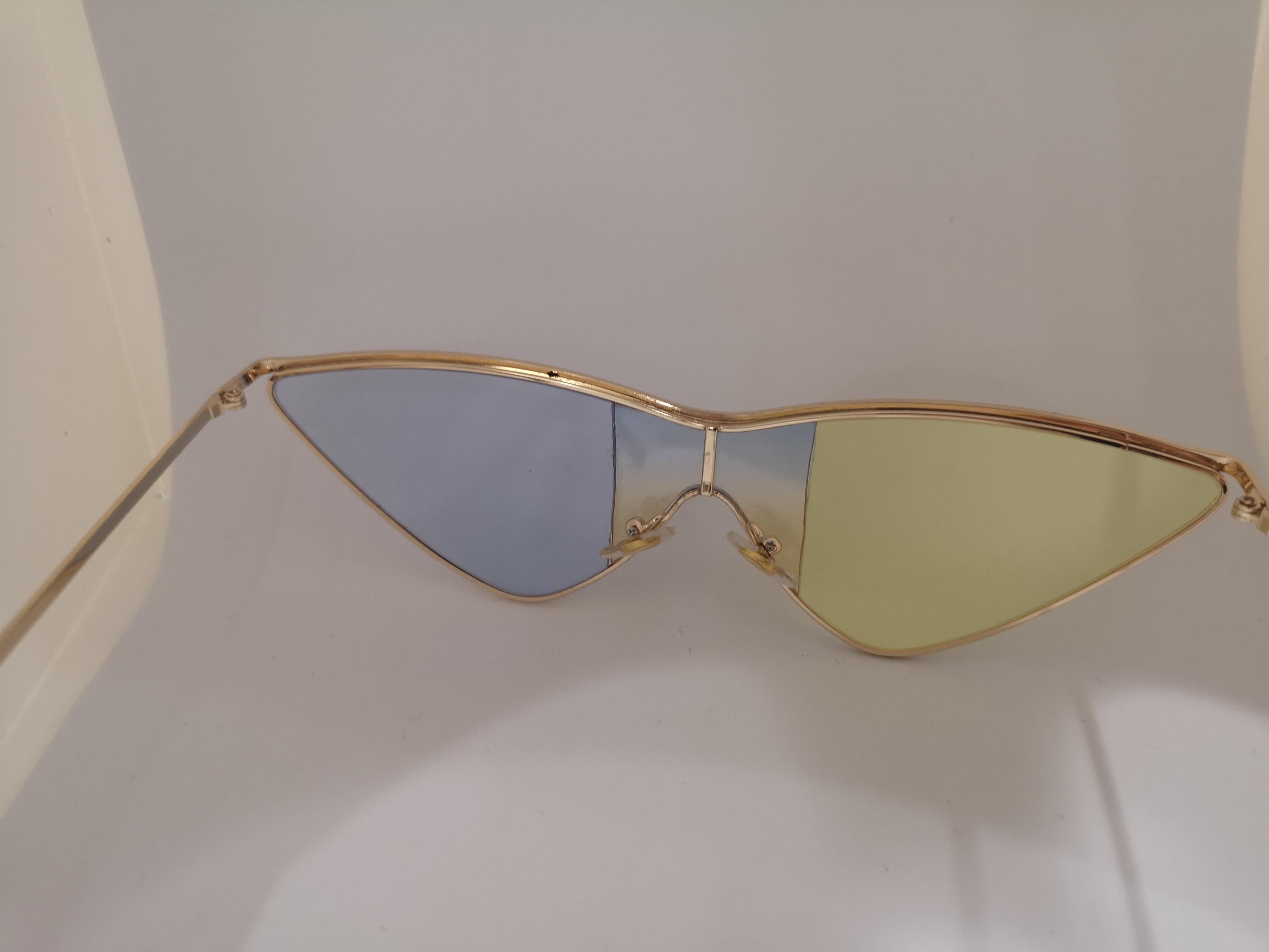 Kommafa light blue yellow lens gold sunglasses 1