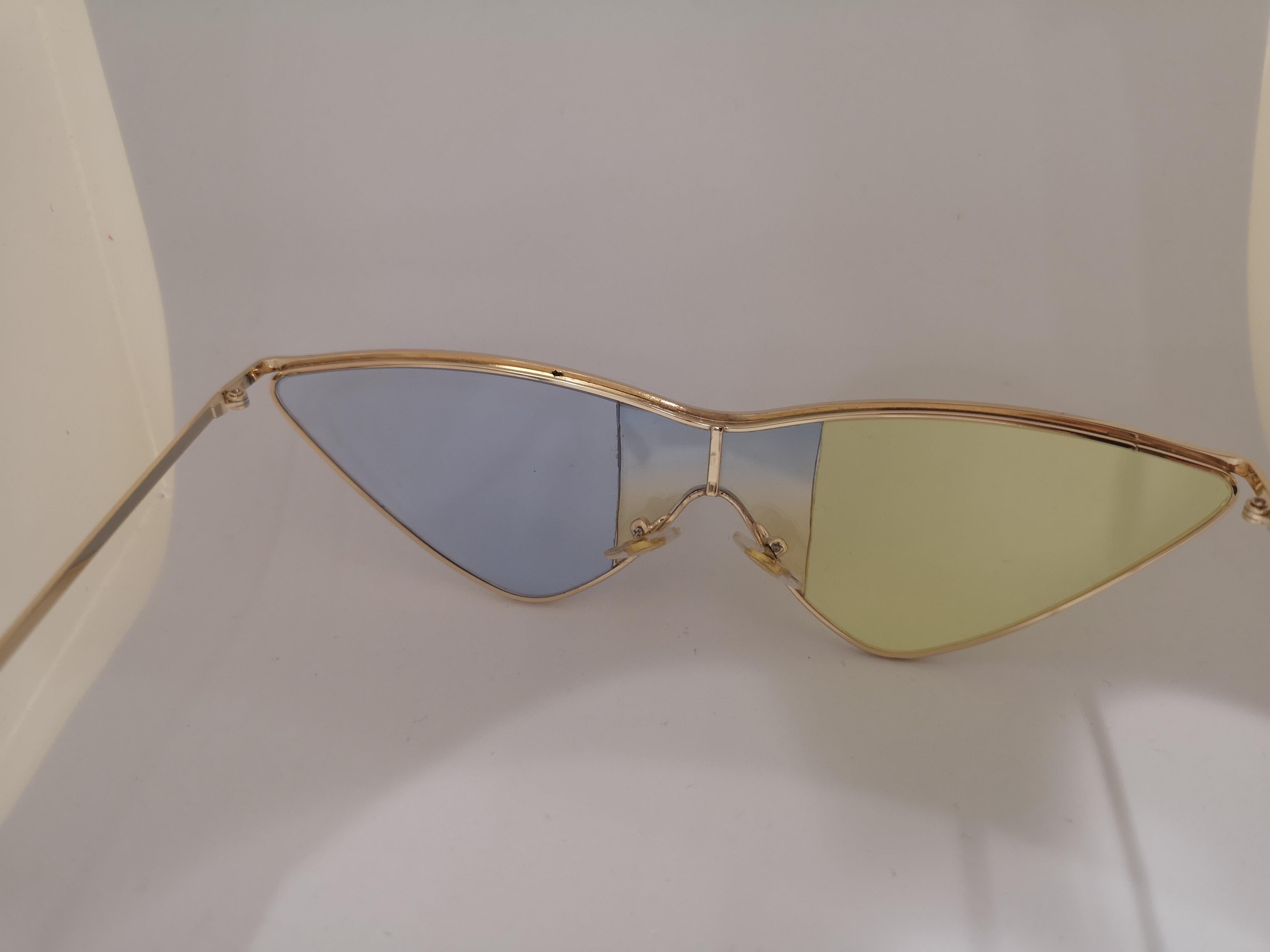 Kommafa light blue yellow lens gold sunglasses 2