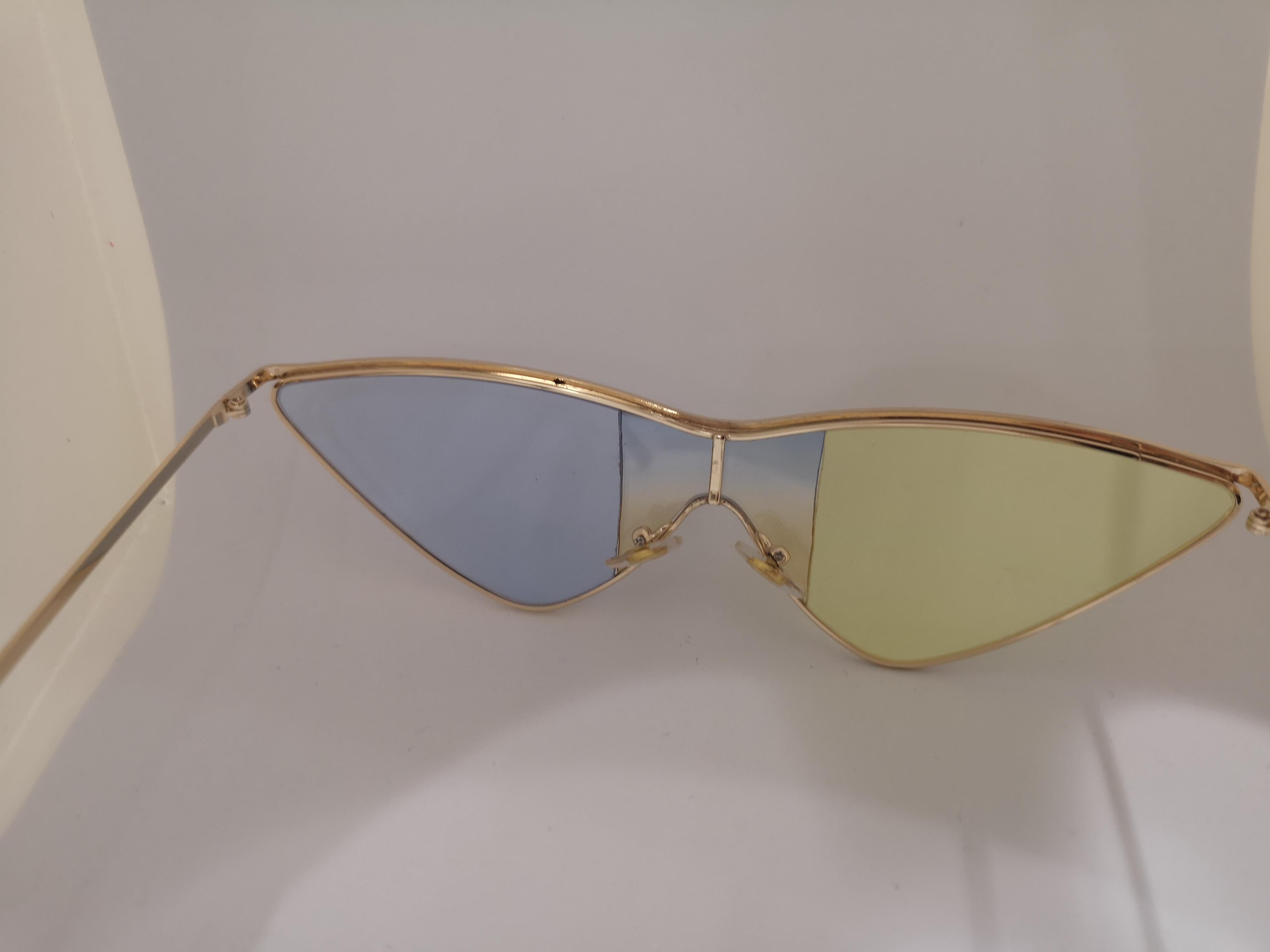 Kommafa light blue yellow lens gold sunglasses 3