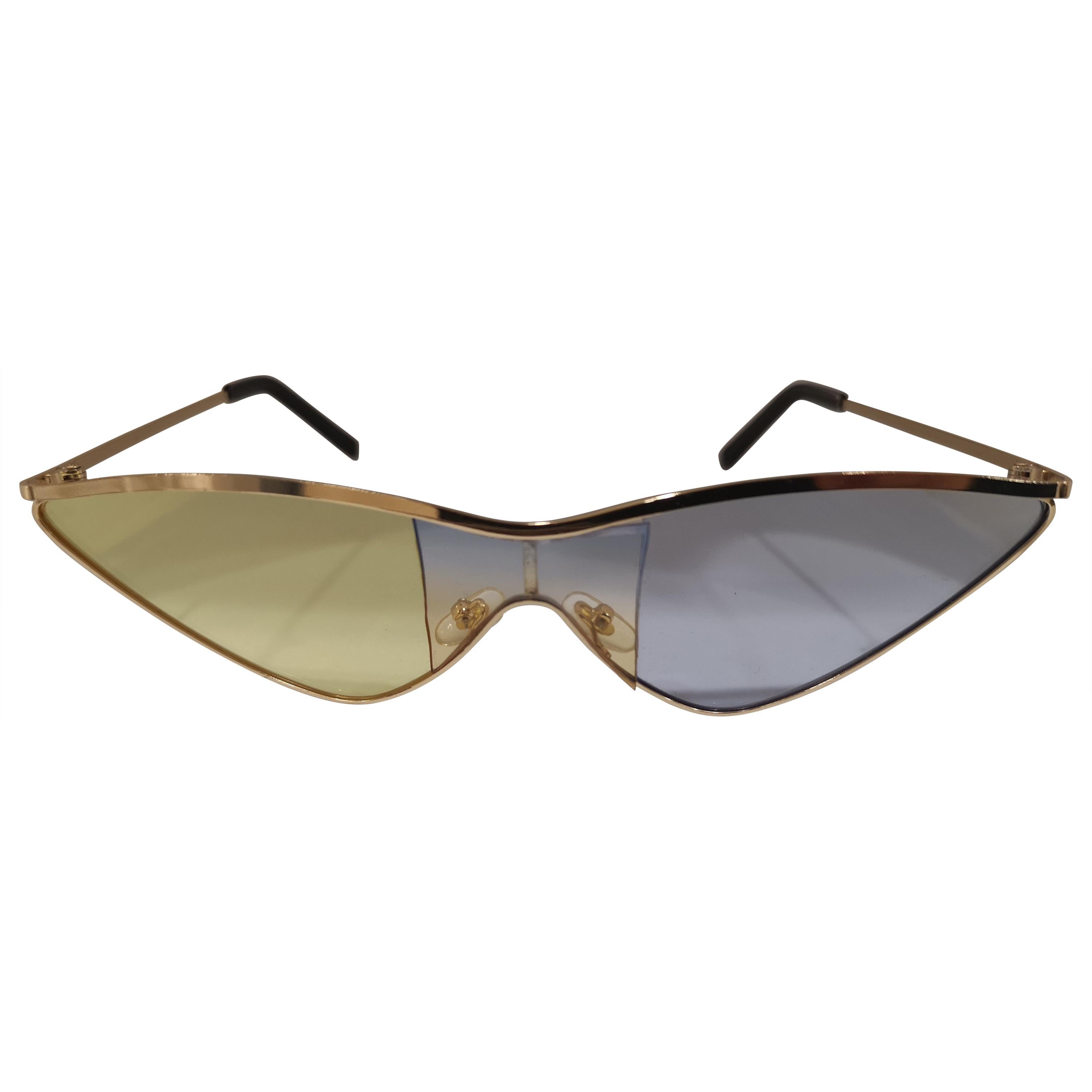 Kommafa light blue yellow lens gold sunglasses