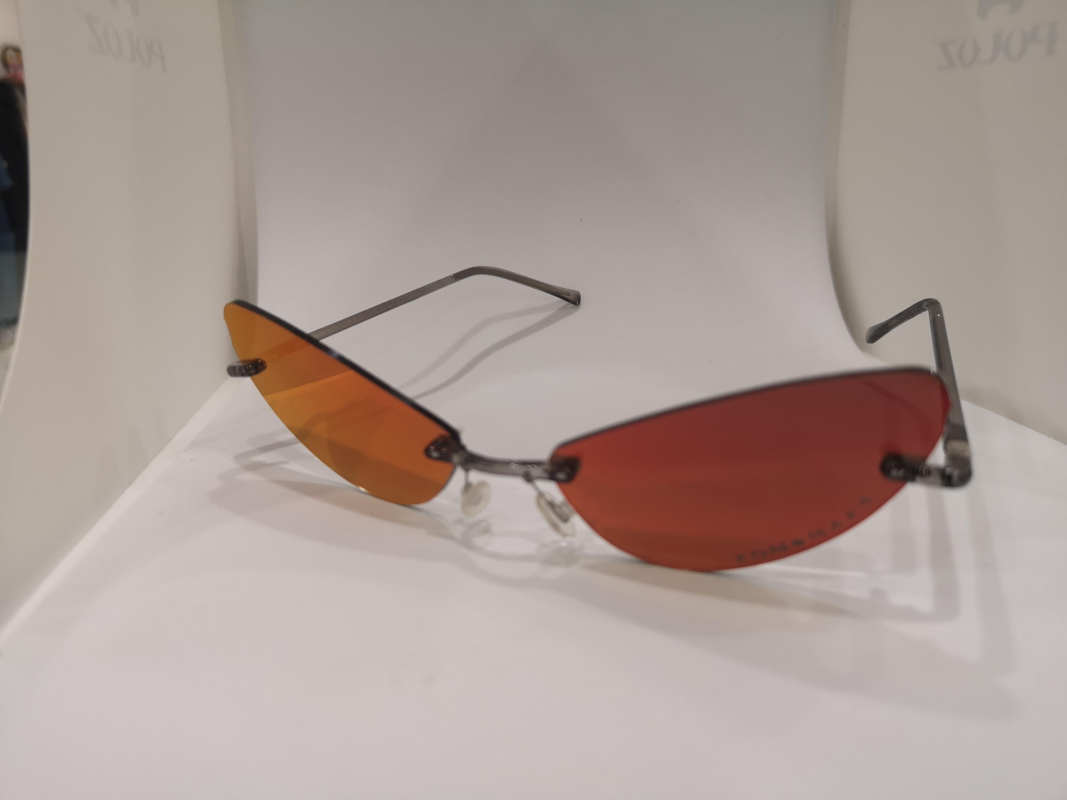Kommafa orange mirrored sunglasses In New Condition In Capri, IT
