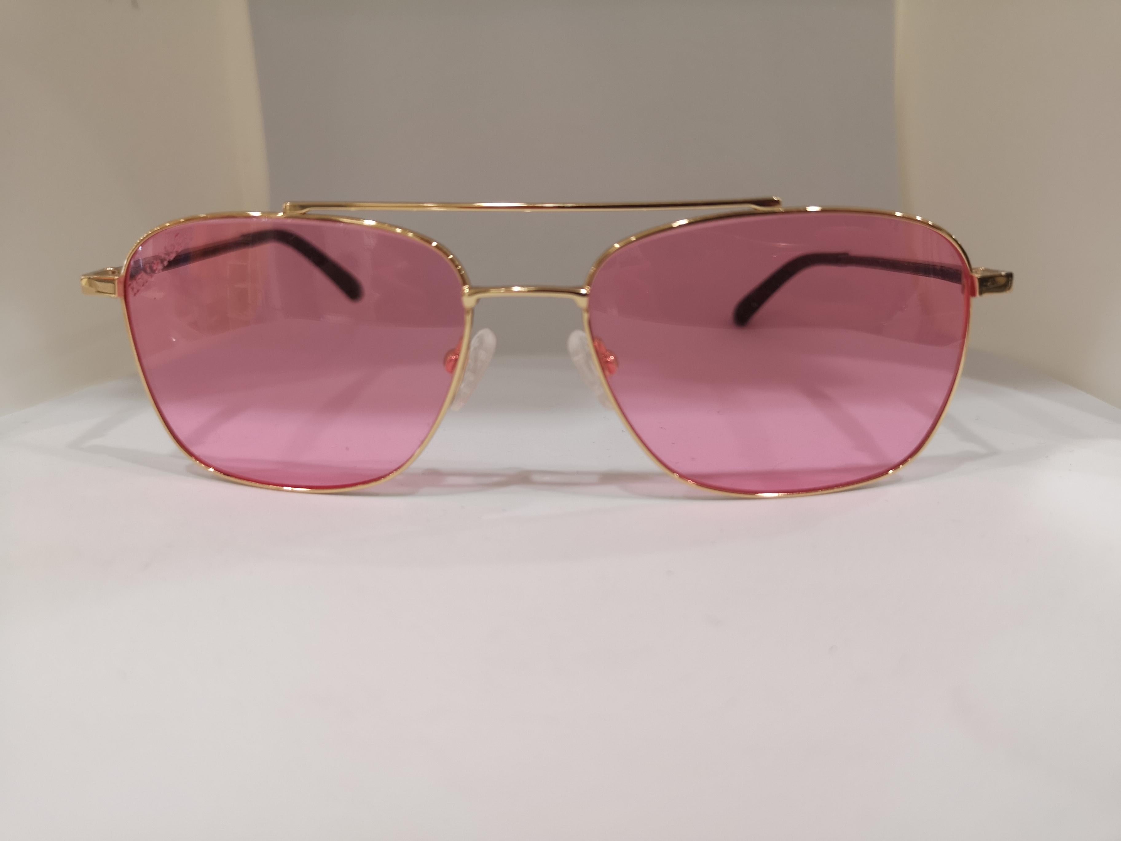 Brown Kommafa pink lens sunglasses