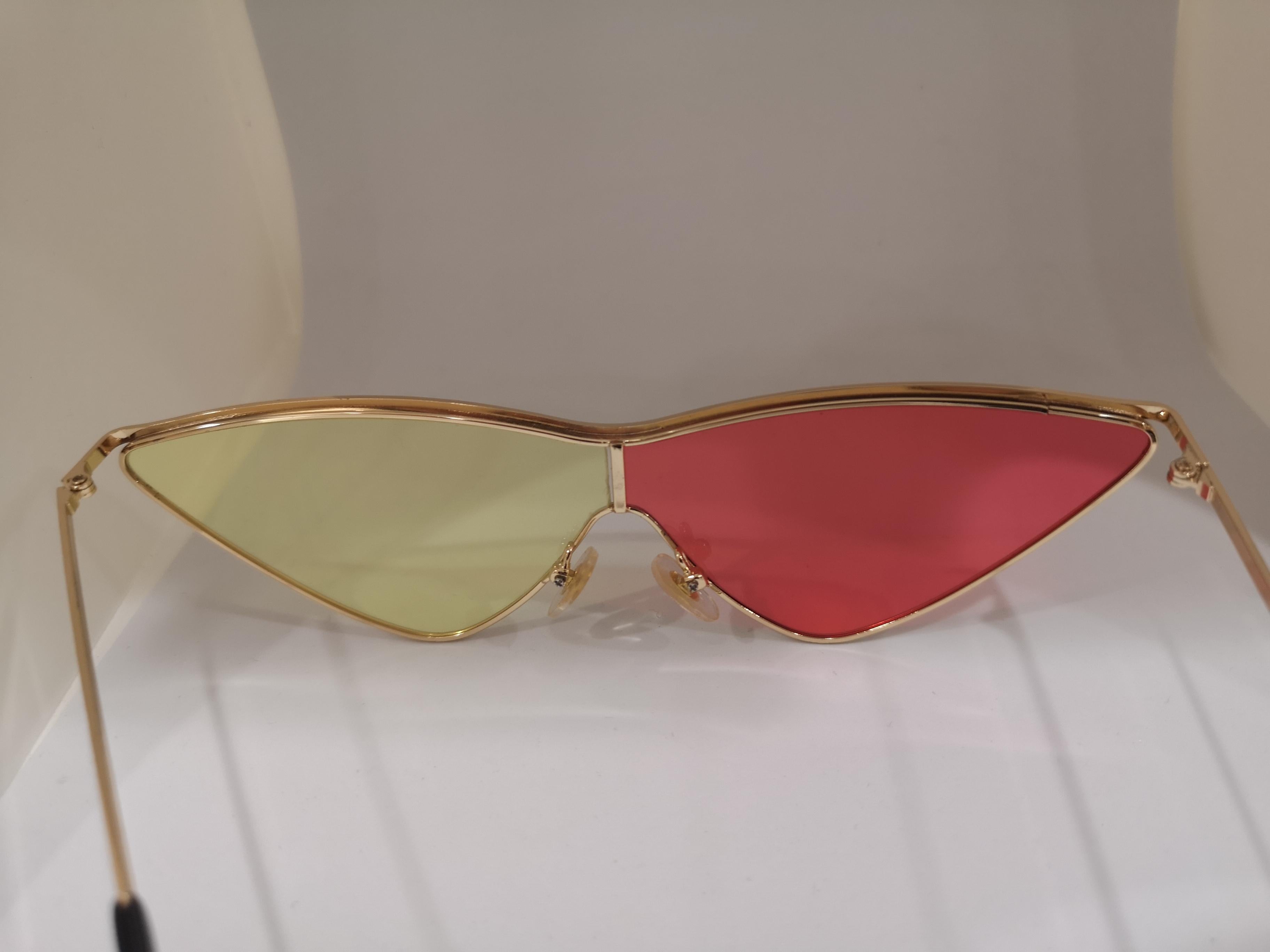 Kommafa pink yellow lens gold sunglasses 3