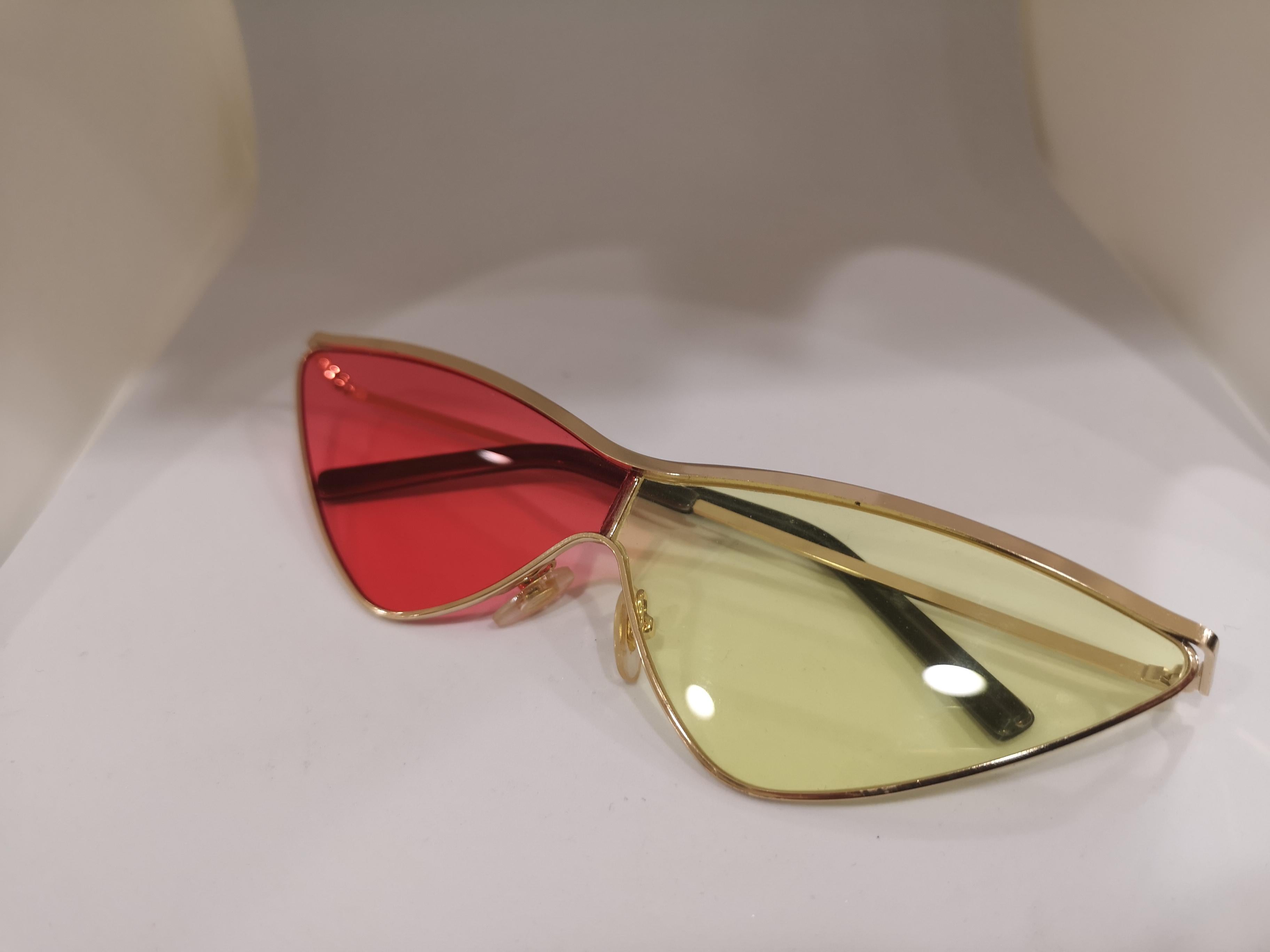 Kommafa pink yellow lens gold sunglasses 4