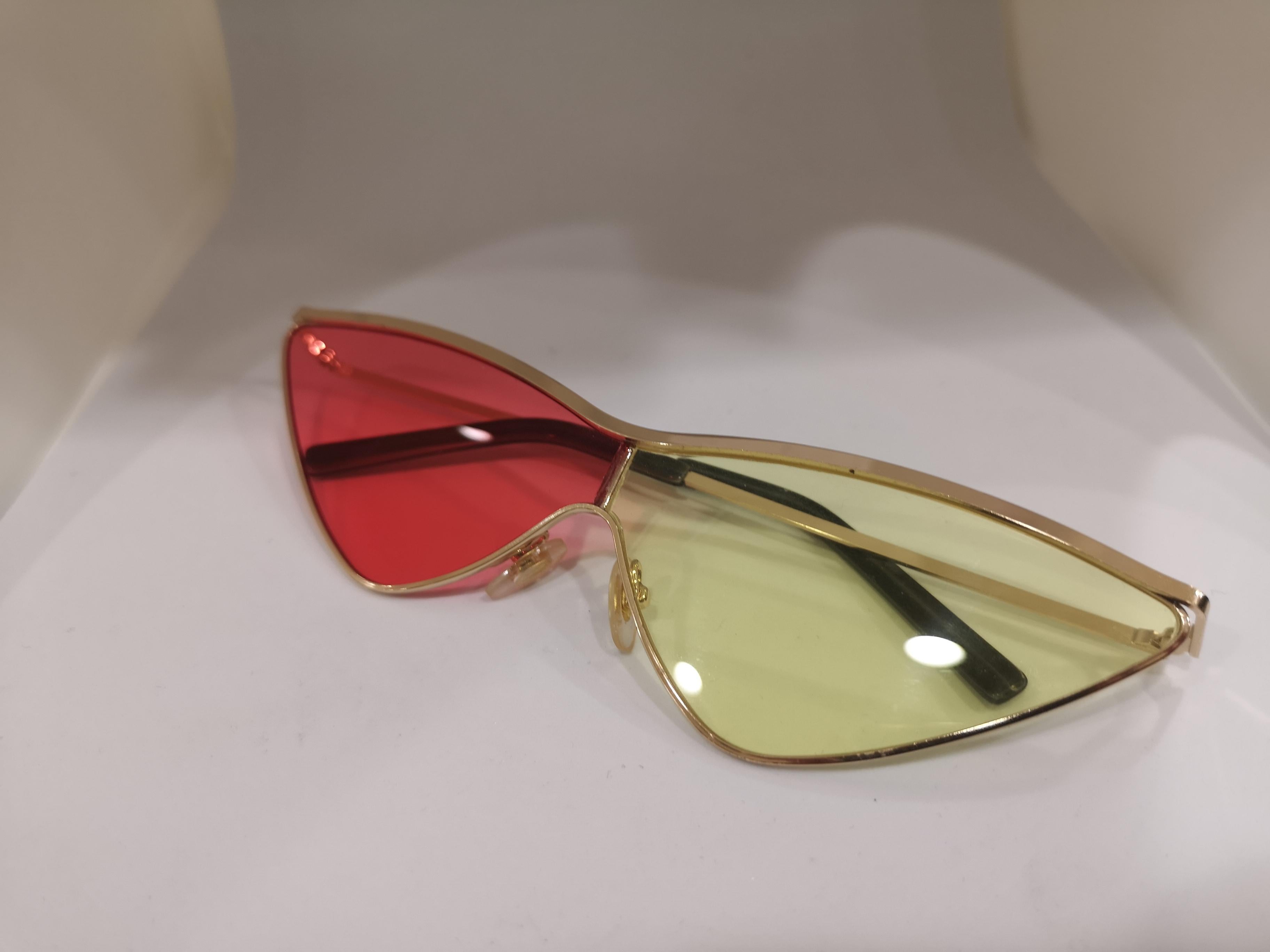 Kommafa pink yellow lens gold sunglasses 5