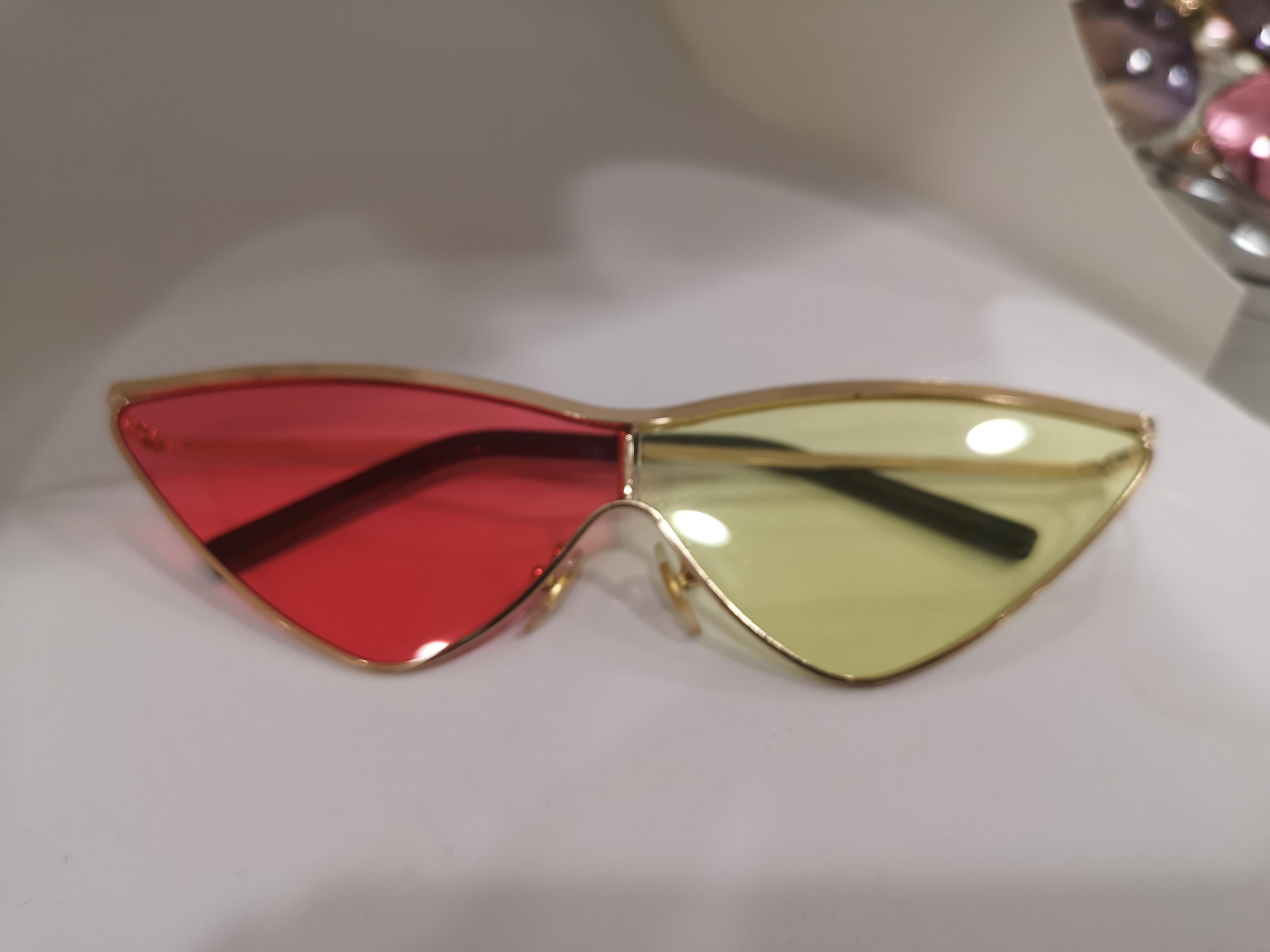 Kommafa pink yellow lens gold sunglasses
totally handmade in italy 
unique piece