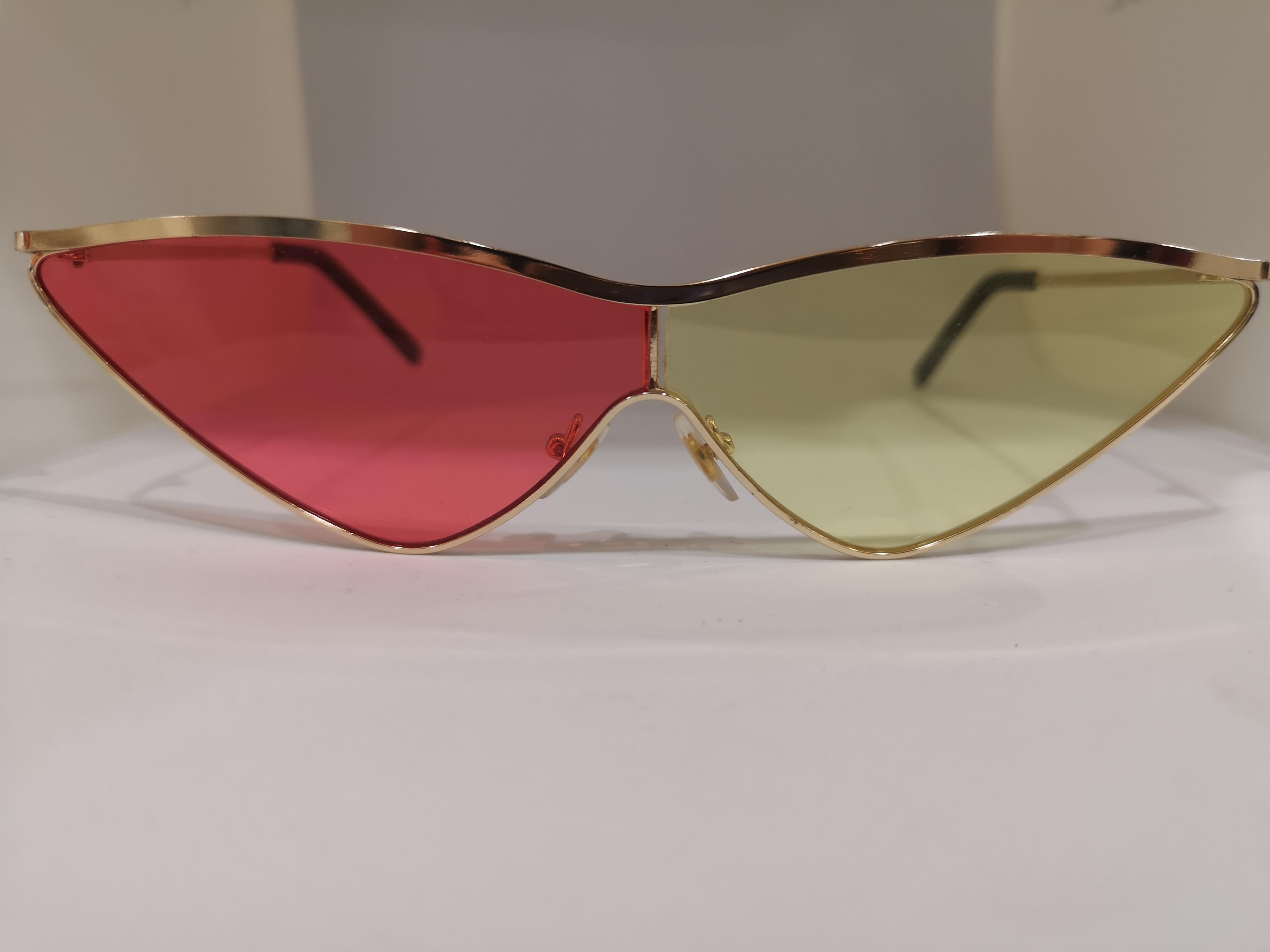 Women's or Men's Kommafa pink yellow lens gold sunglasses