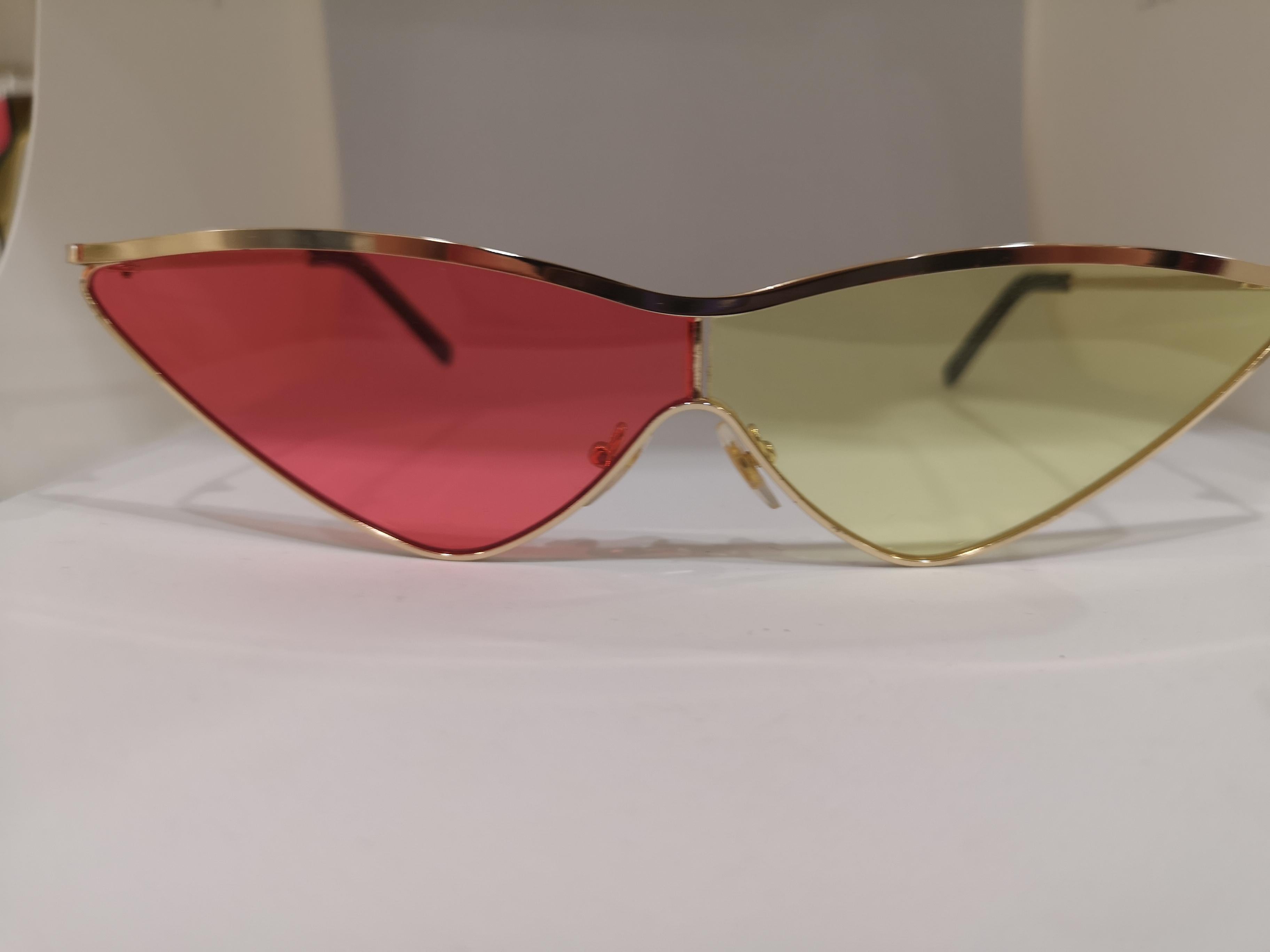 Kommafa pink yellow lens gold sunglasses 1