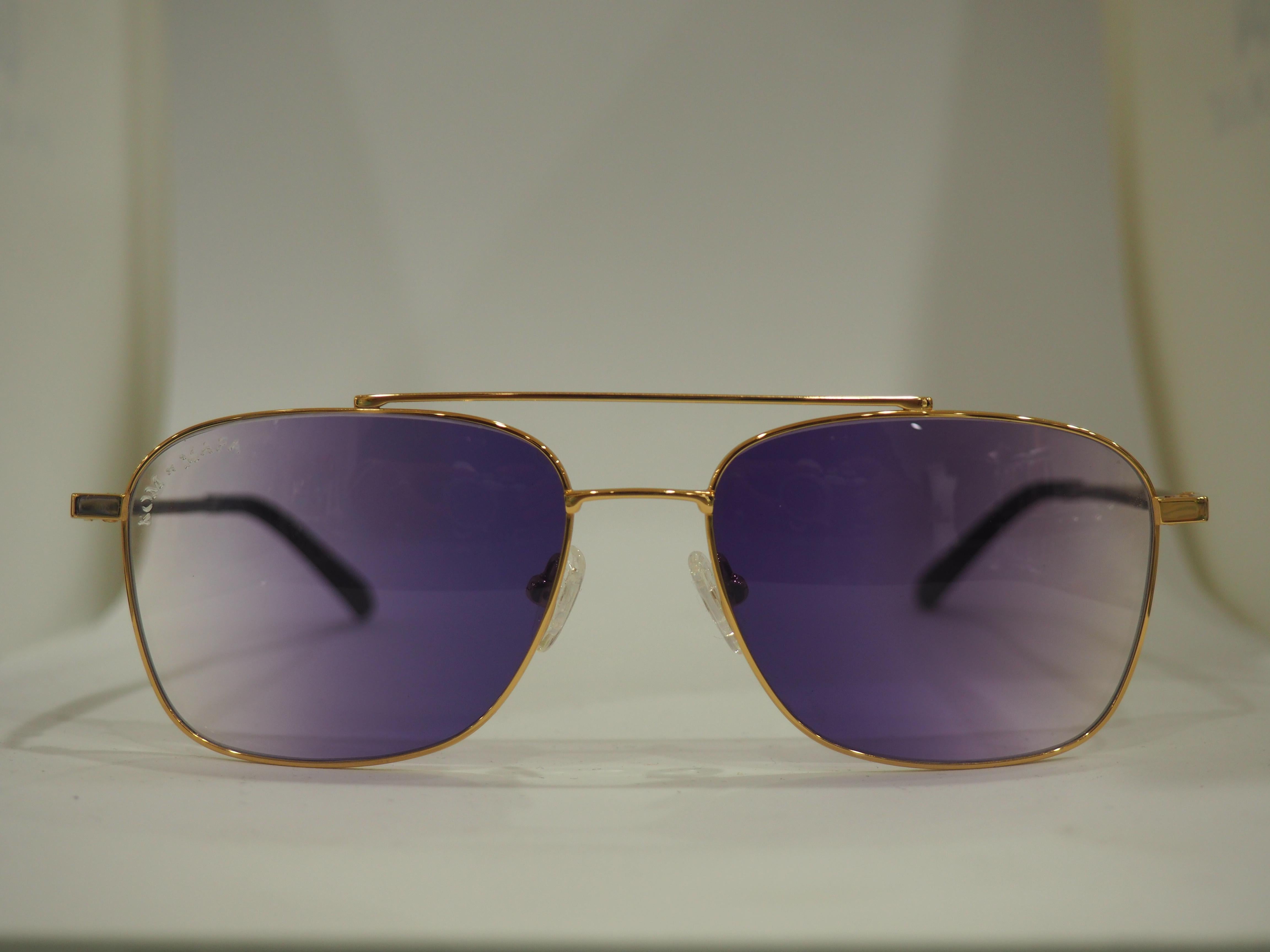 Gray Kommafa purple lens sunglasses