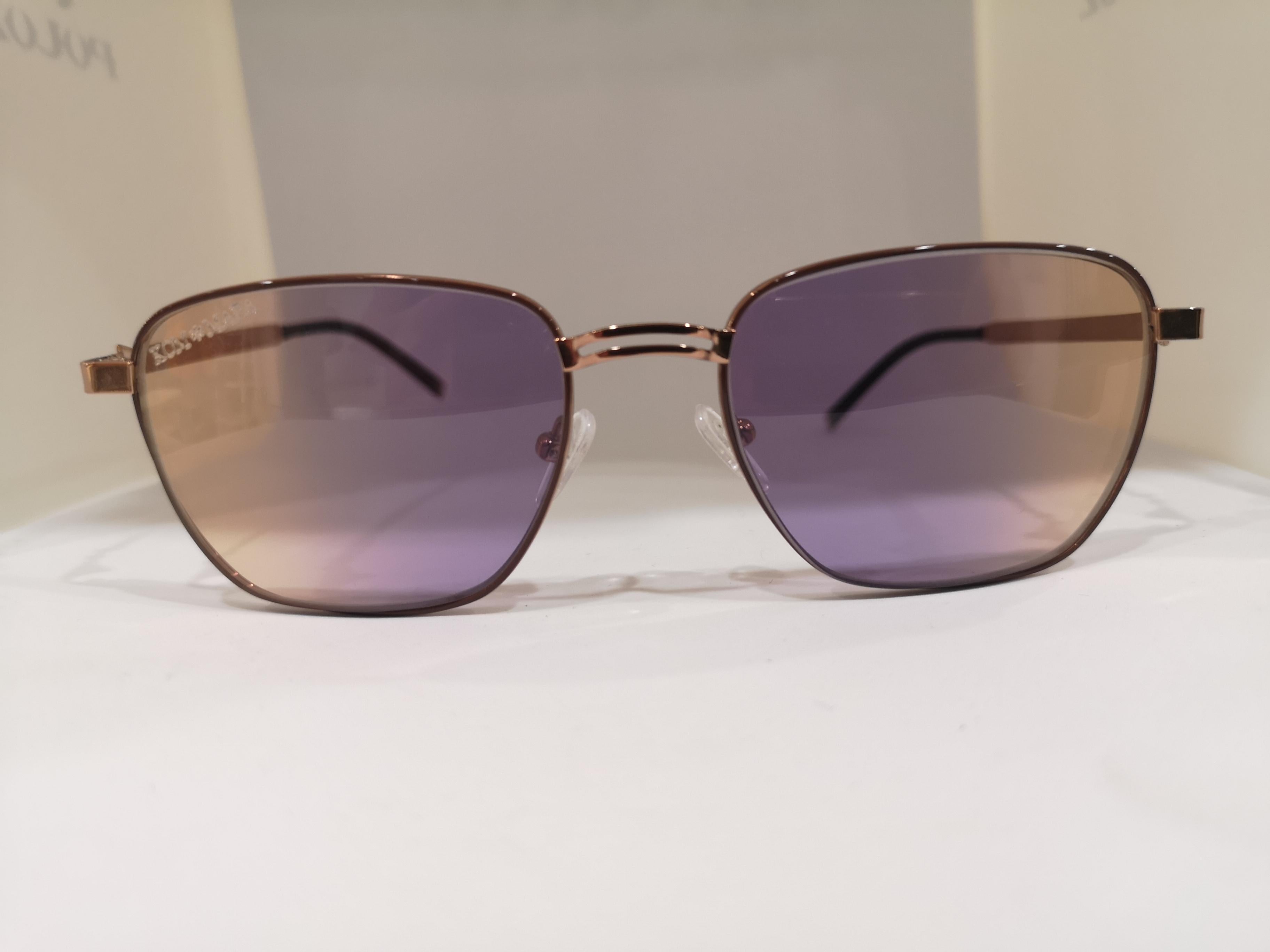 Gray Kommafa purple yellow lens sunglasses