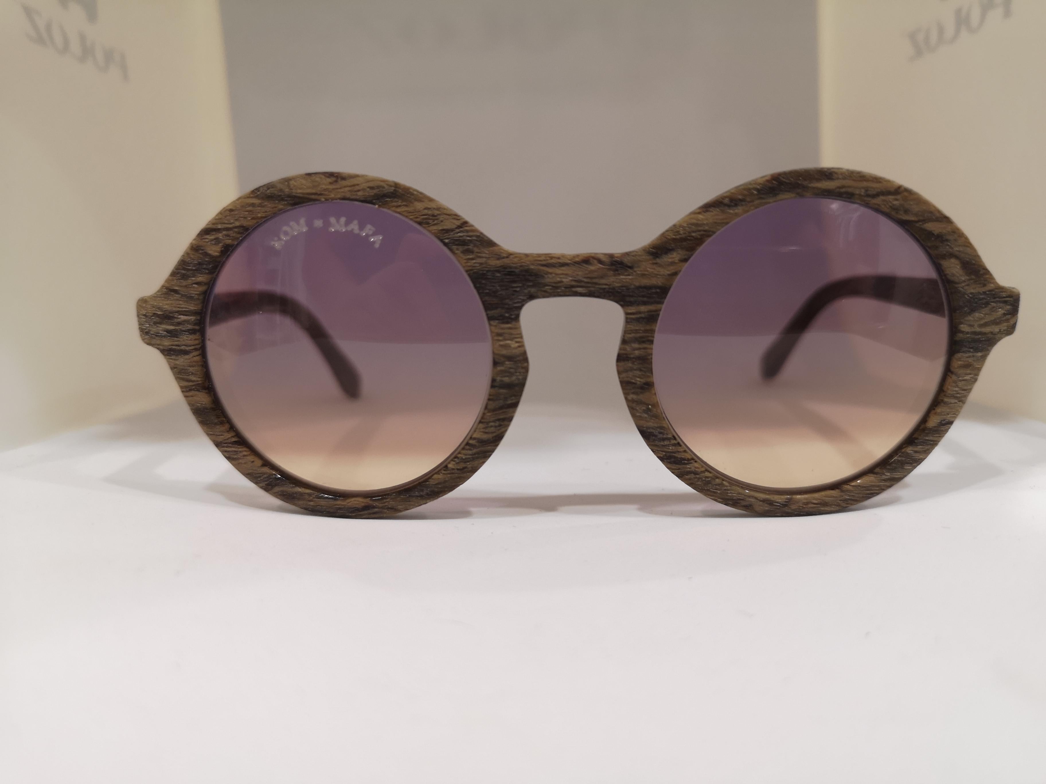 Kommafa purple yellow lens wood sunglasses 1