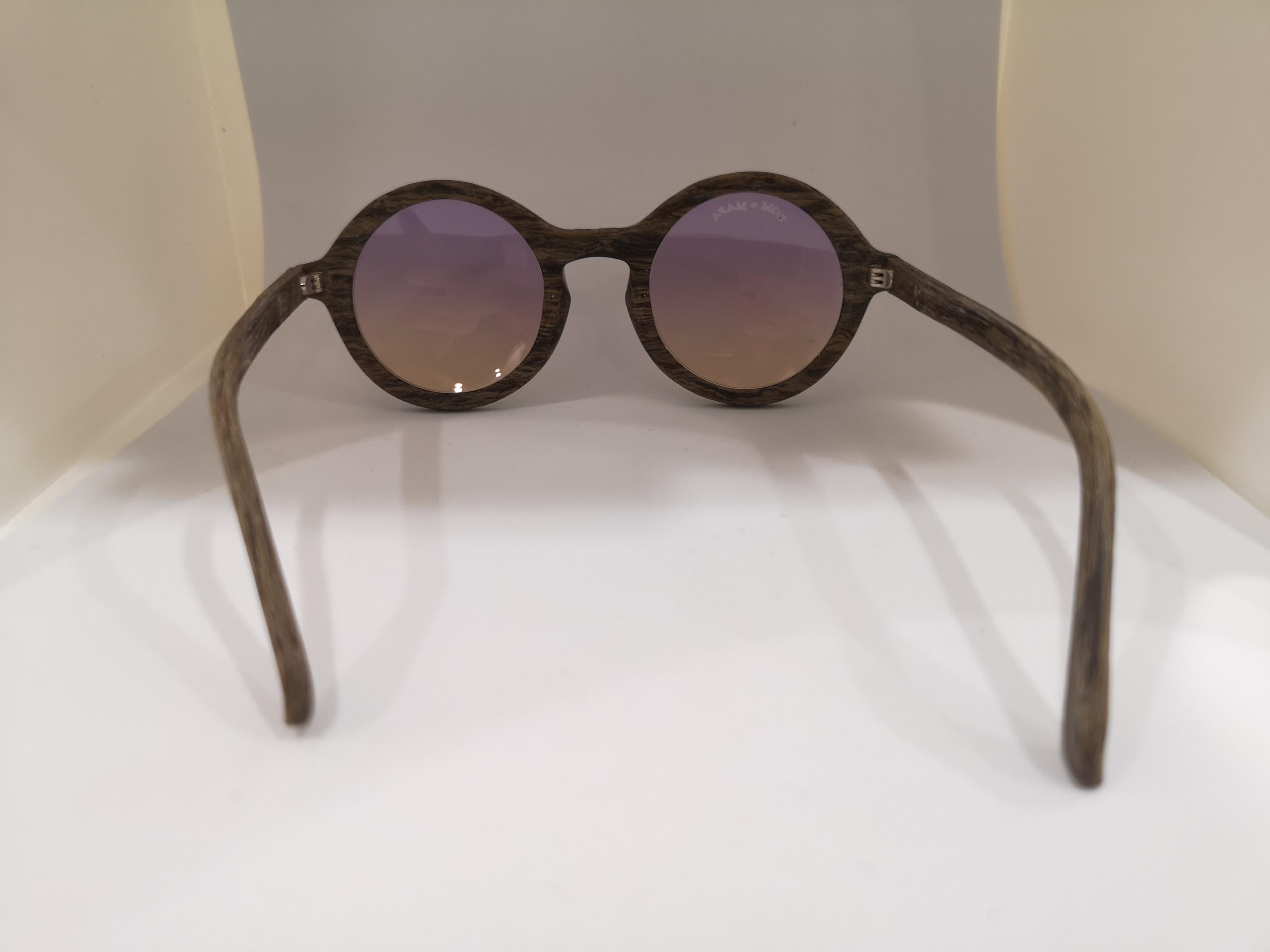 Kommafa purple yellow lens wood sunglasses 2
