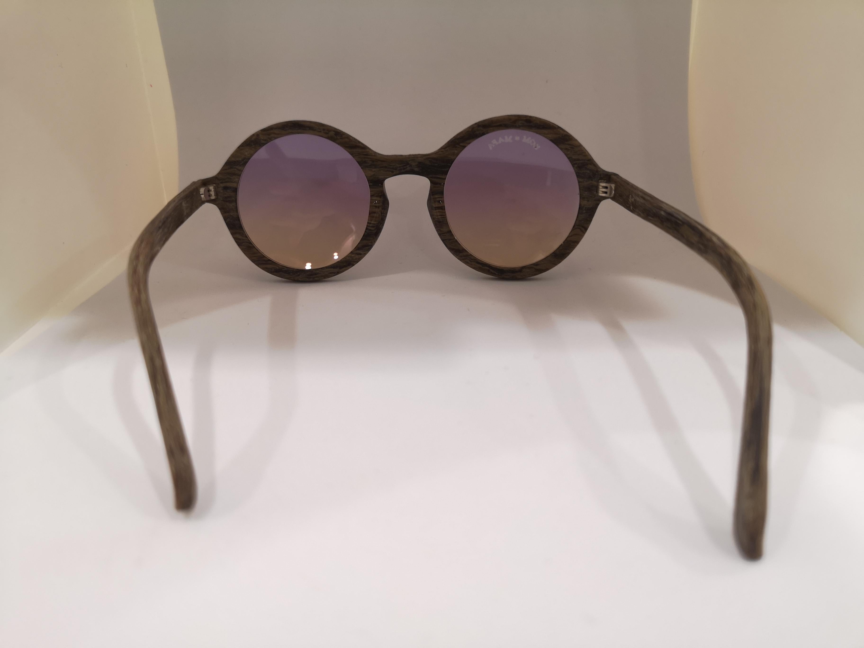 Kommafa purple yellow lens wood sunglasses 3