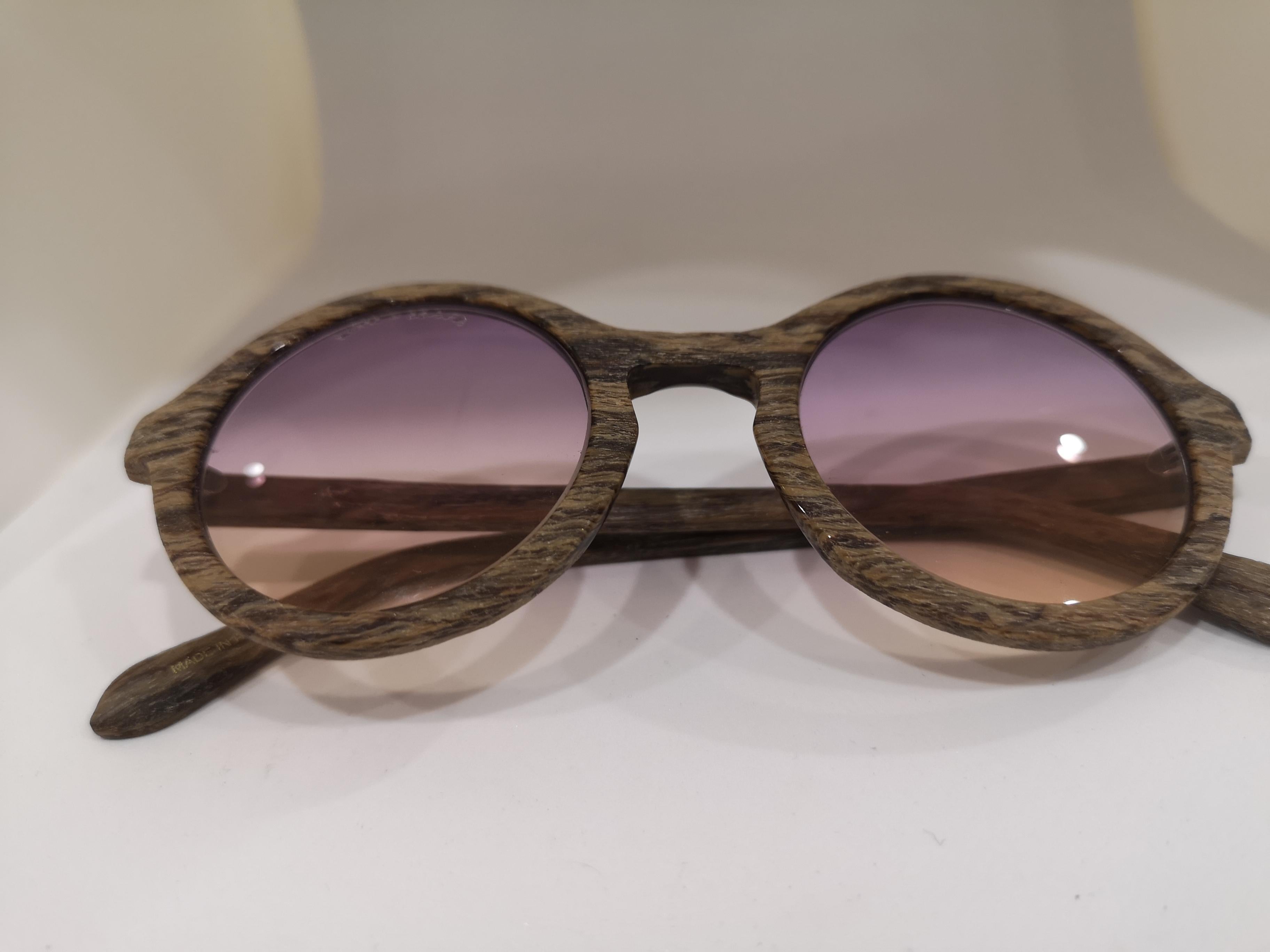Kommafa purple yellow lens wood sunglasses 4