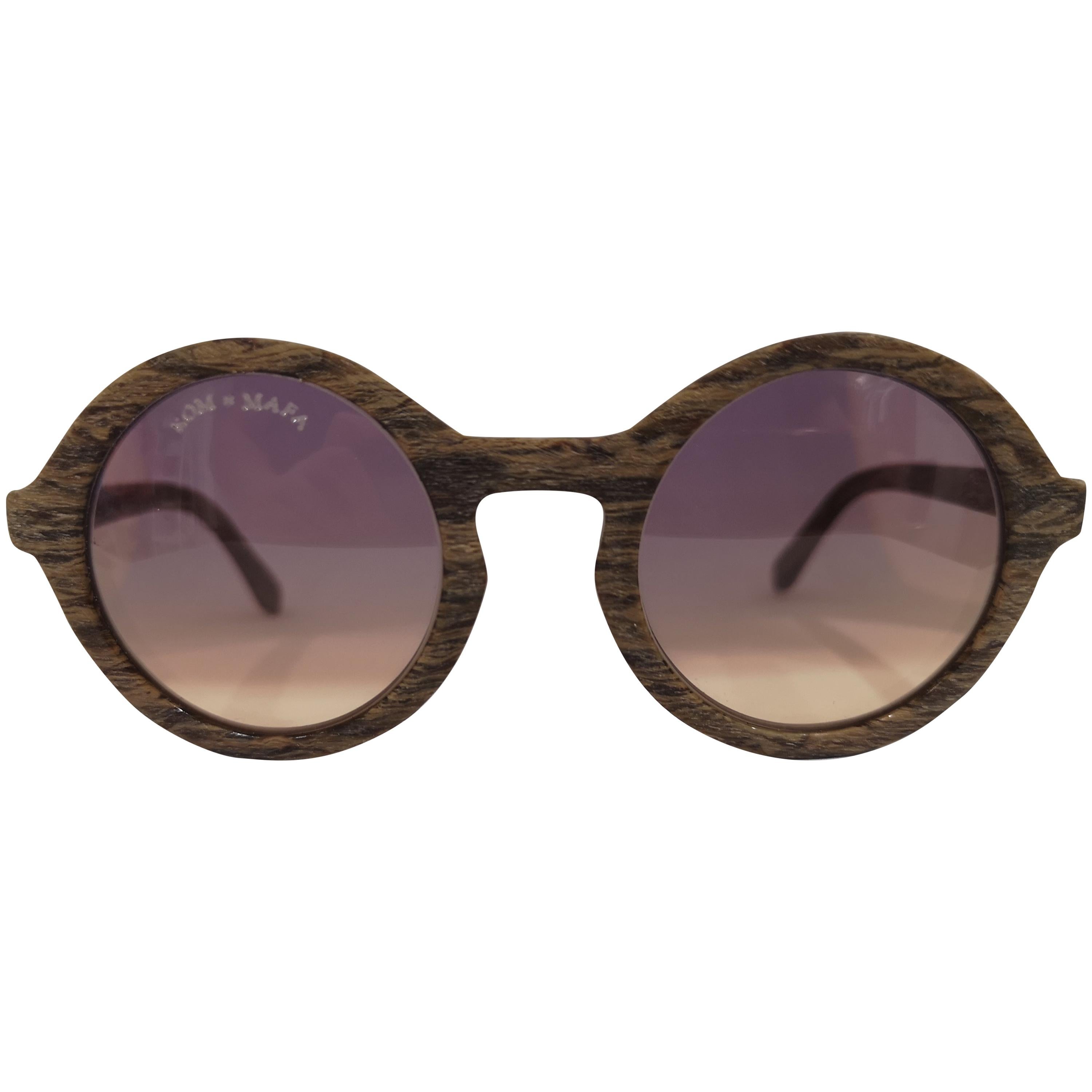 Kommafa purple yellow lens wood sunglasses