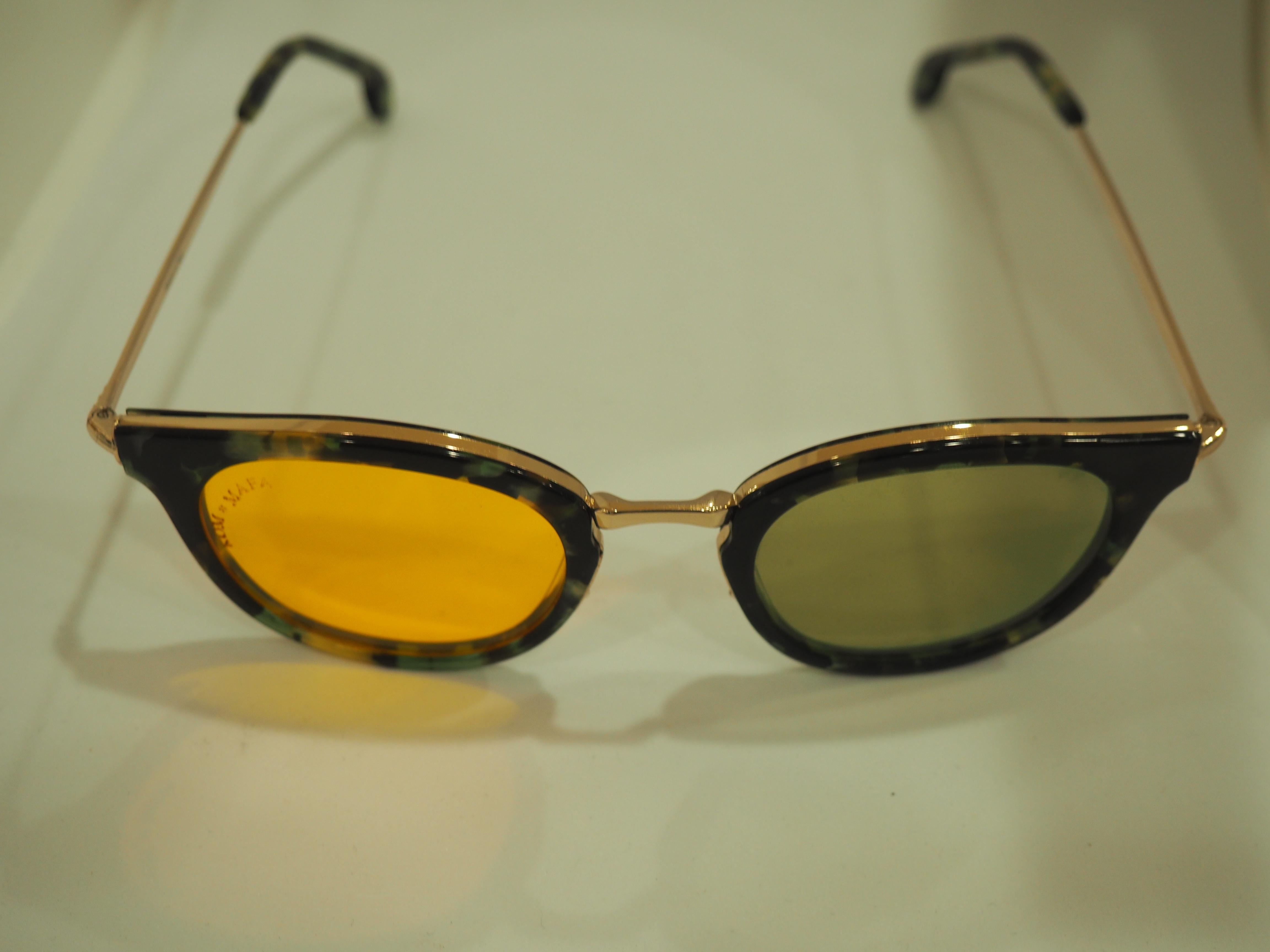 Kommafa yellow green tortoise sunglasses
totally made in italy 
one of a kind