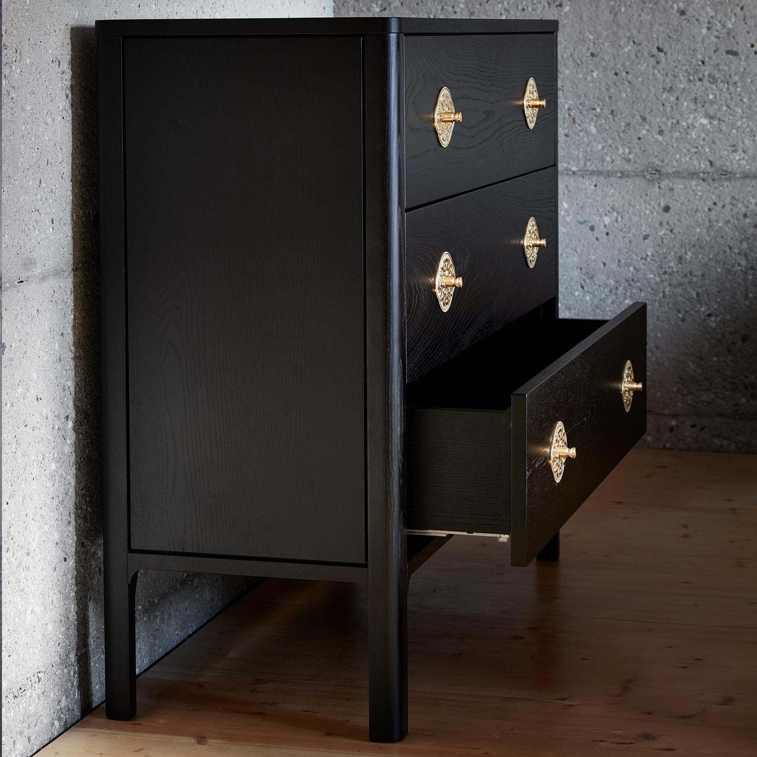 Modern Swiss Dresser in Black Ebonized Solid European Ash For Sale