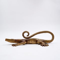 Vintage Komodo Lizard Brass Handle, Mid-Century Modern, 1970s