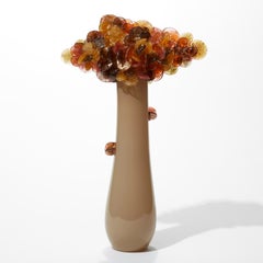 Komorebi in Weimaraner, beige & orange blown glass sculpture by Louis Thompson